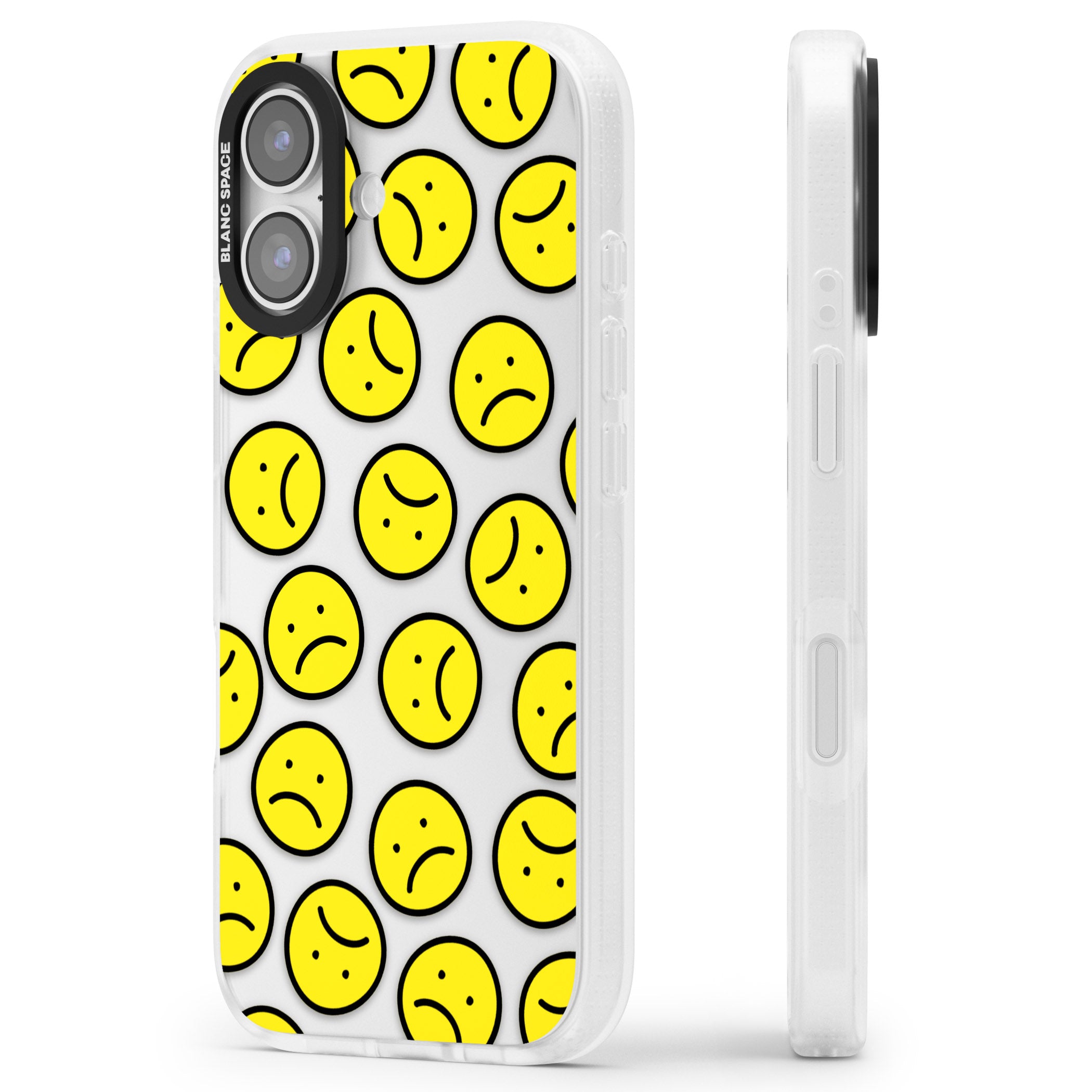 Sad Face Clear Pattern iPhone 17 Impact Air Clear Phone Case Side Profile