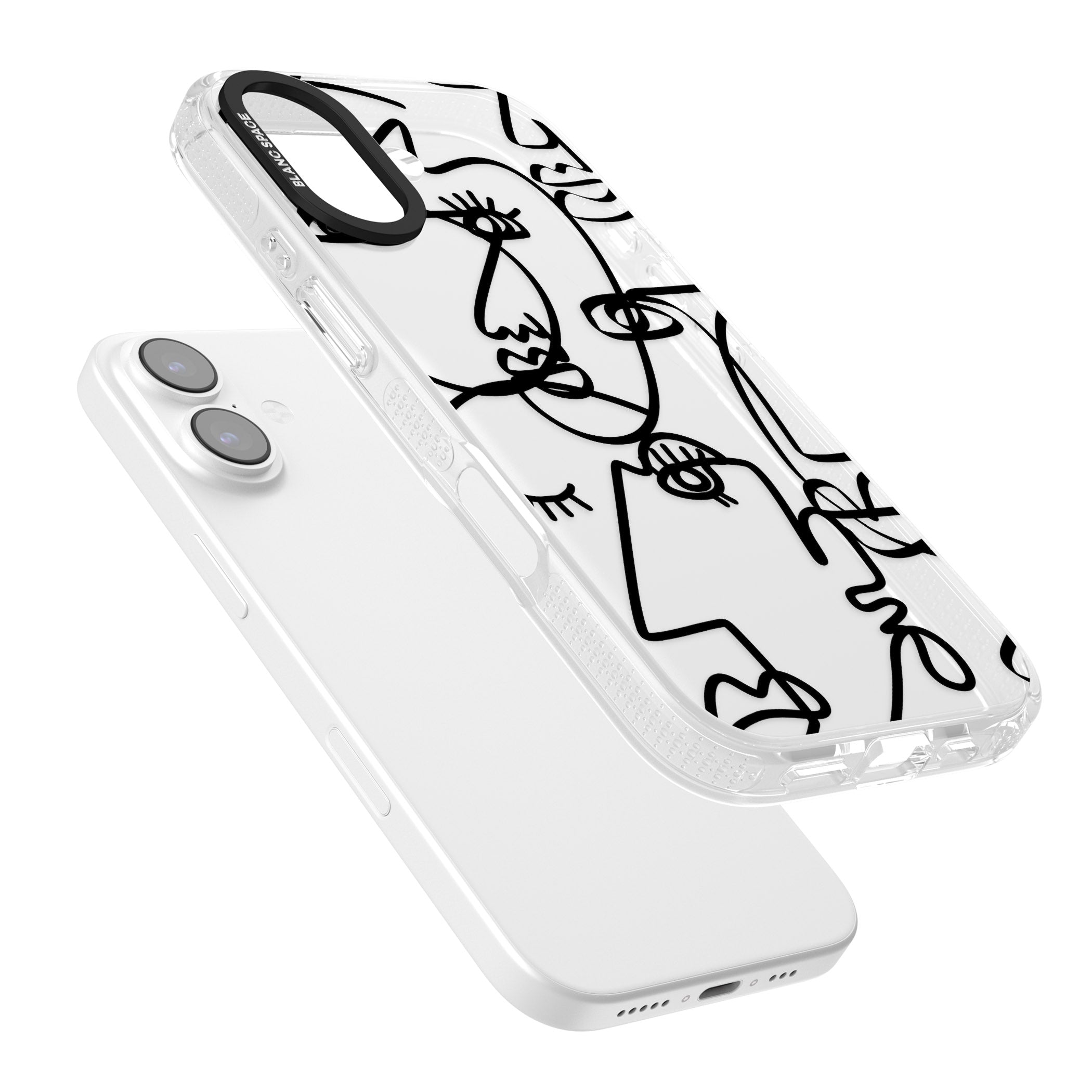 Abstract Line Art Black Clear iPhone 17 Impact Air Clear Phone Case Colours