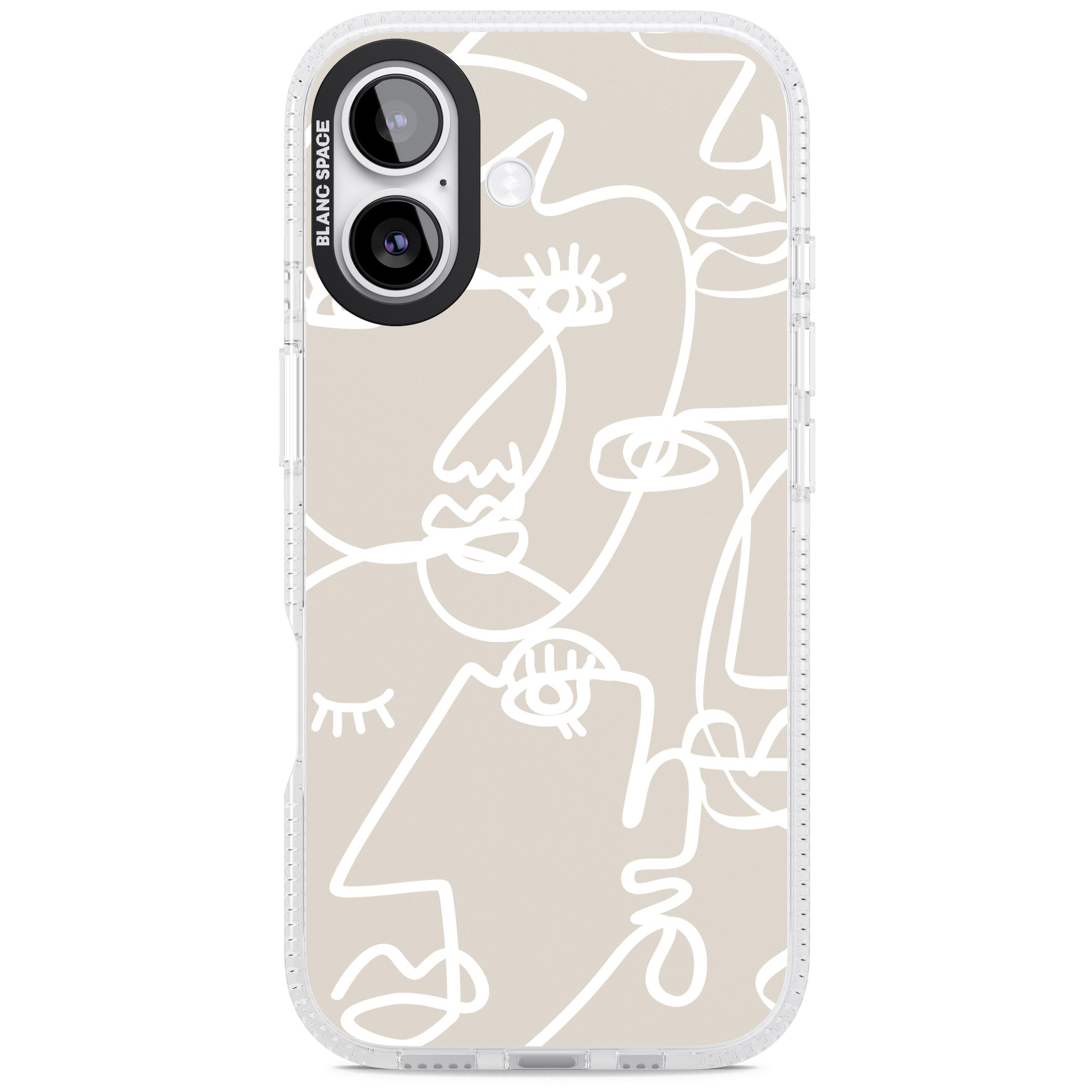 Abstract Line Art White Beige iPhone 17 Impact Air Clear Phone Case