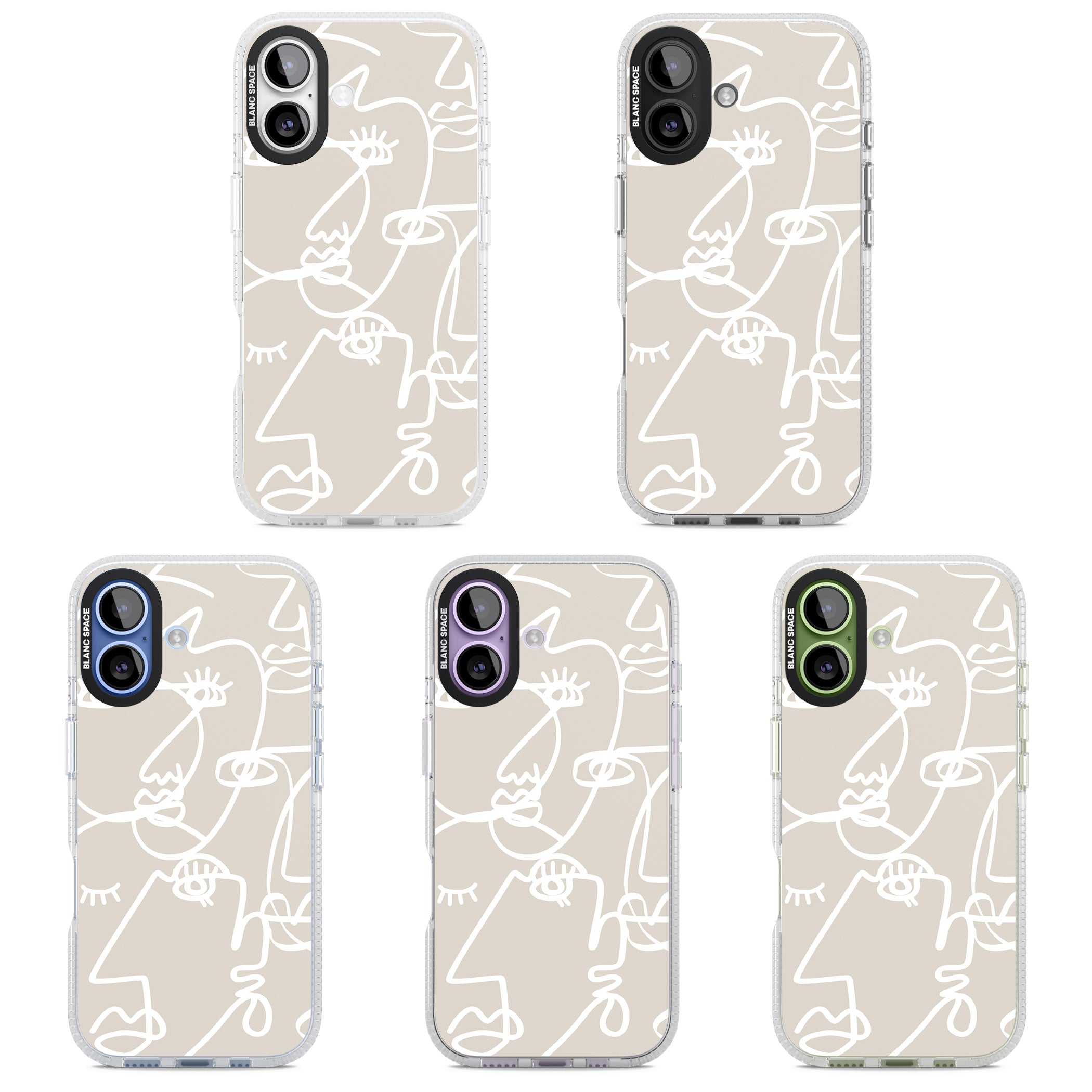 Abstract Line Art White Beige iPhone 17 Impact Air Clear Phone Case APT Impact Protection