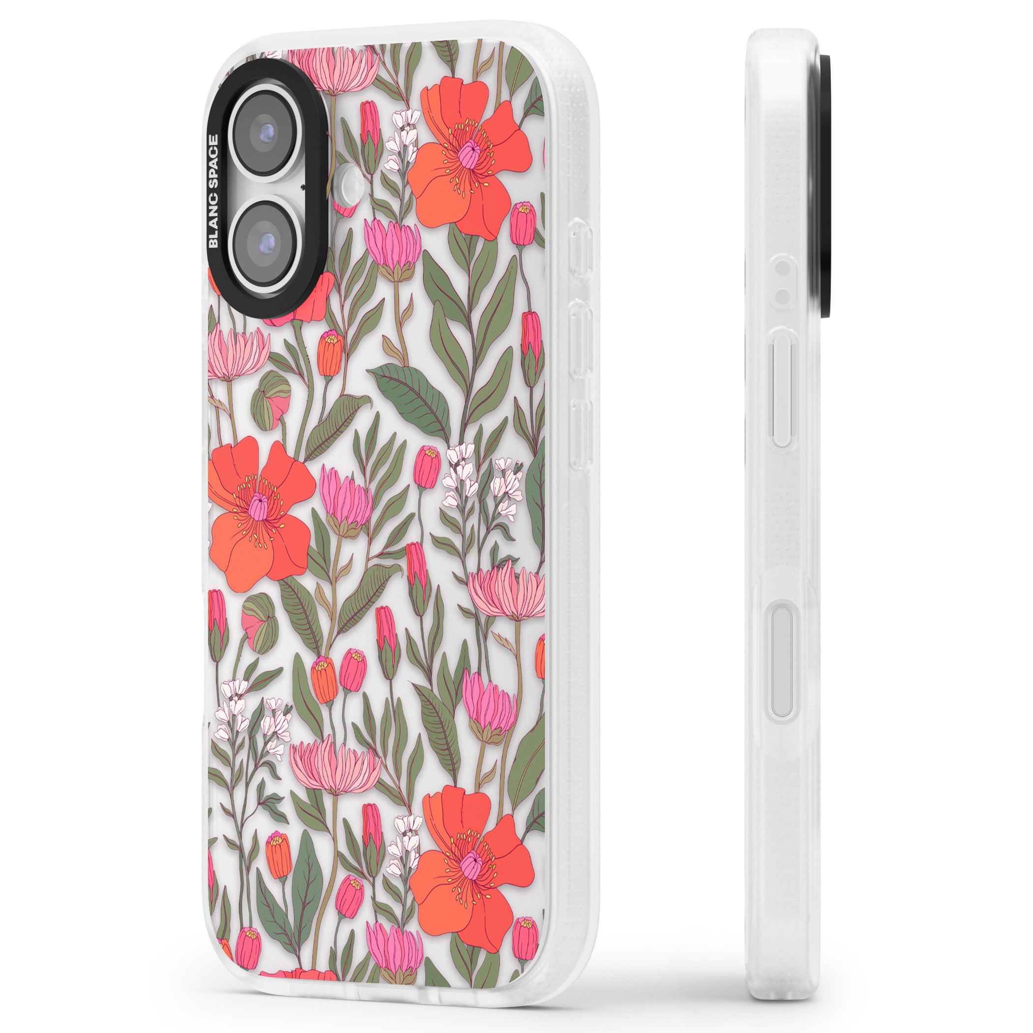 Peachy Floral iPhone 17 Impact Air Clear Phone Case Side Profile