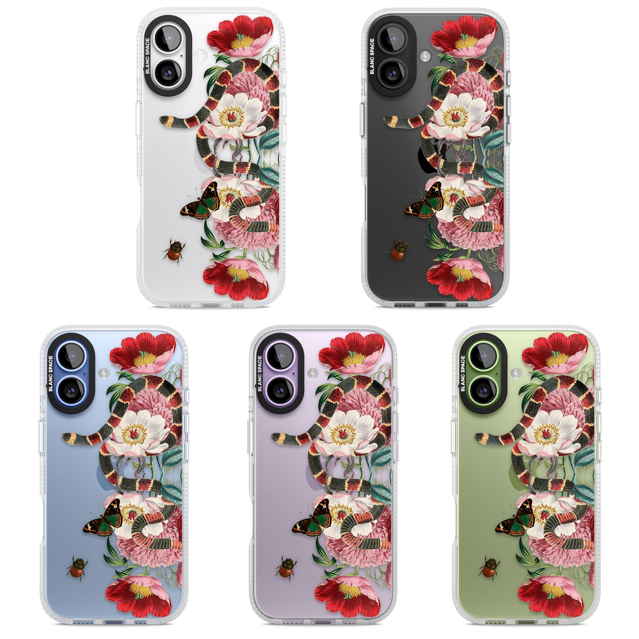 Floral Snake iPhone 17 Impact Air Clear Phone Case APT Impact Protection