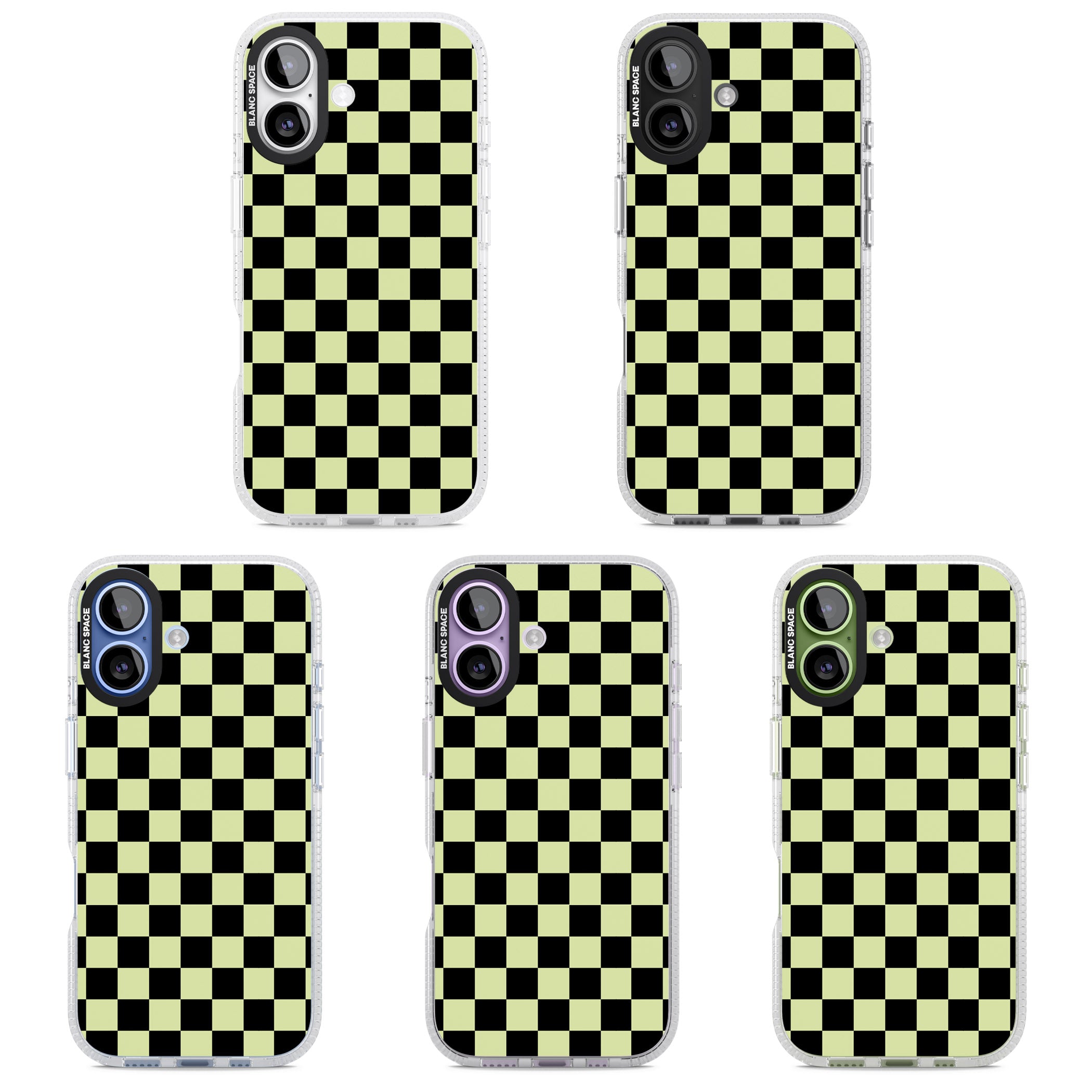 Black & Lime Check iPhone 17 Impact Air Clear Phone Case APT Impact Protection
