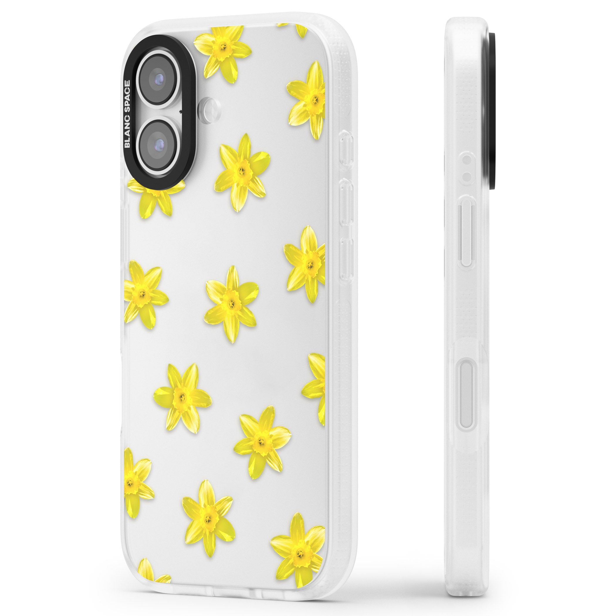 Daffodils Transparent Pattern iPhone 17 Impact Air Clear Phone Case Side Profile