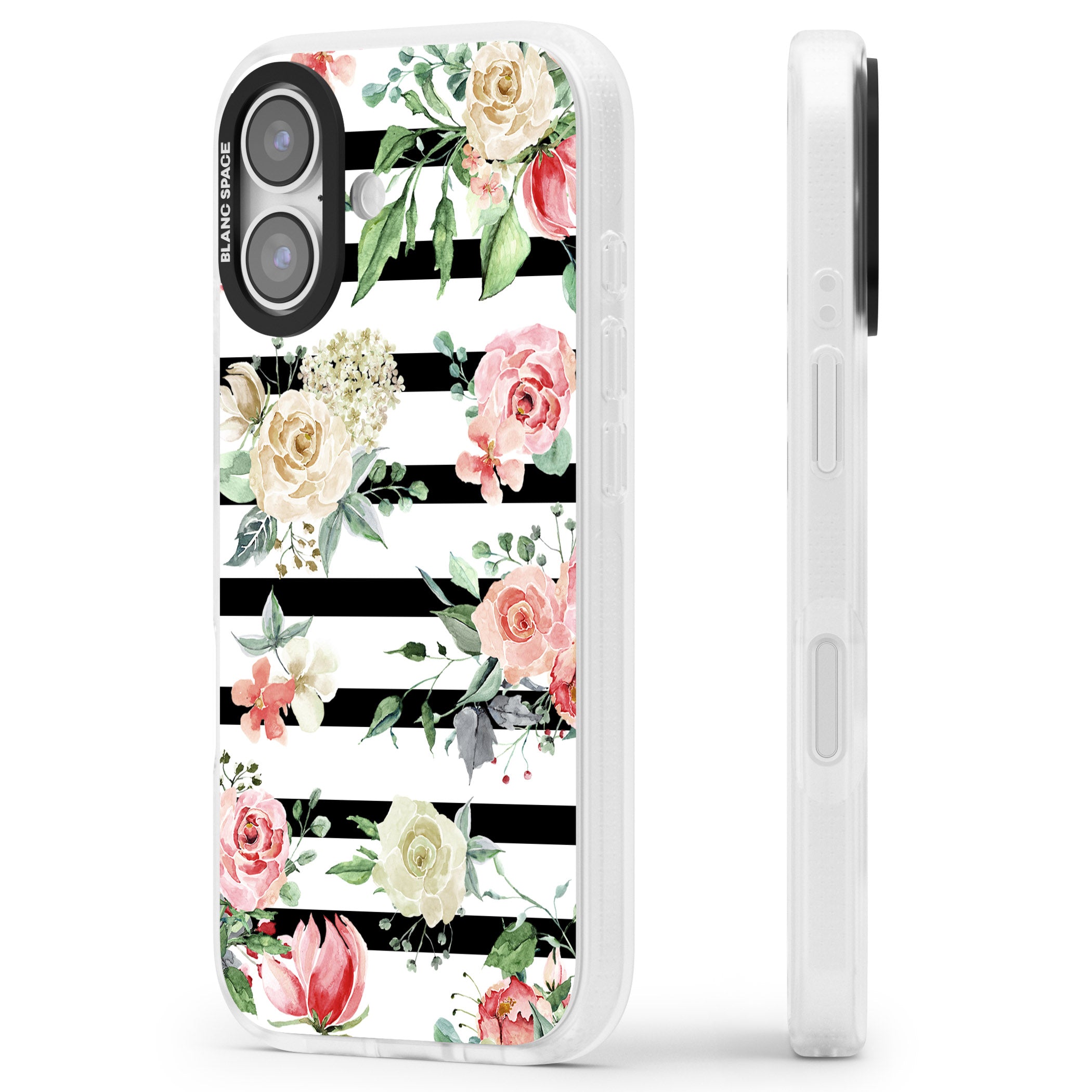 Floral Stripes iPhone 17 Impact Air Clear Phone Case Side Profile
