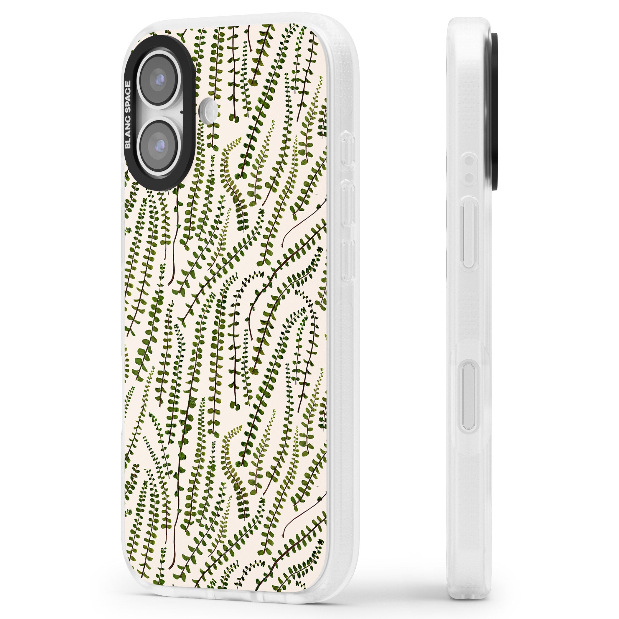 Fern Leaf Pattern iPhone 17 Impact Air Clear Phone Case Side Profile