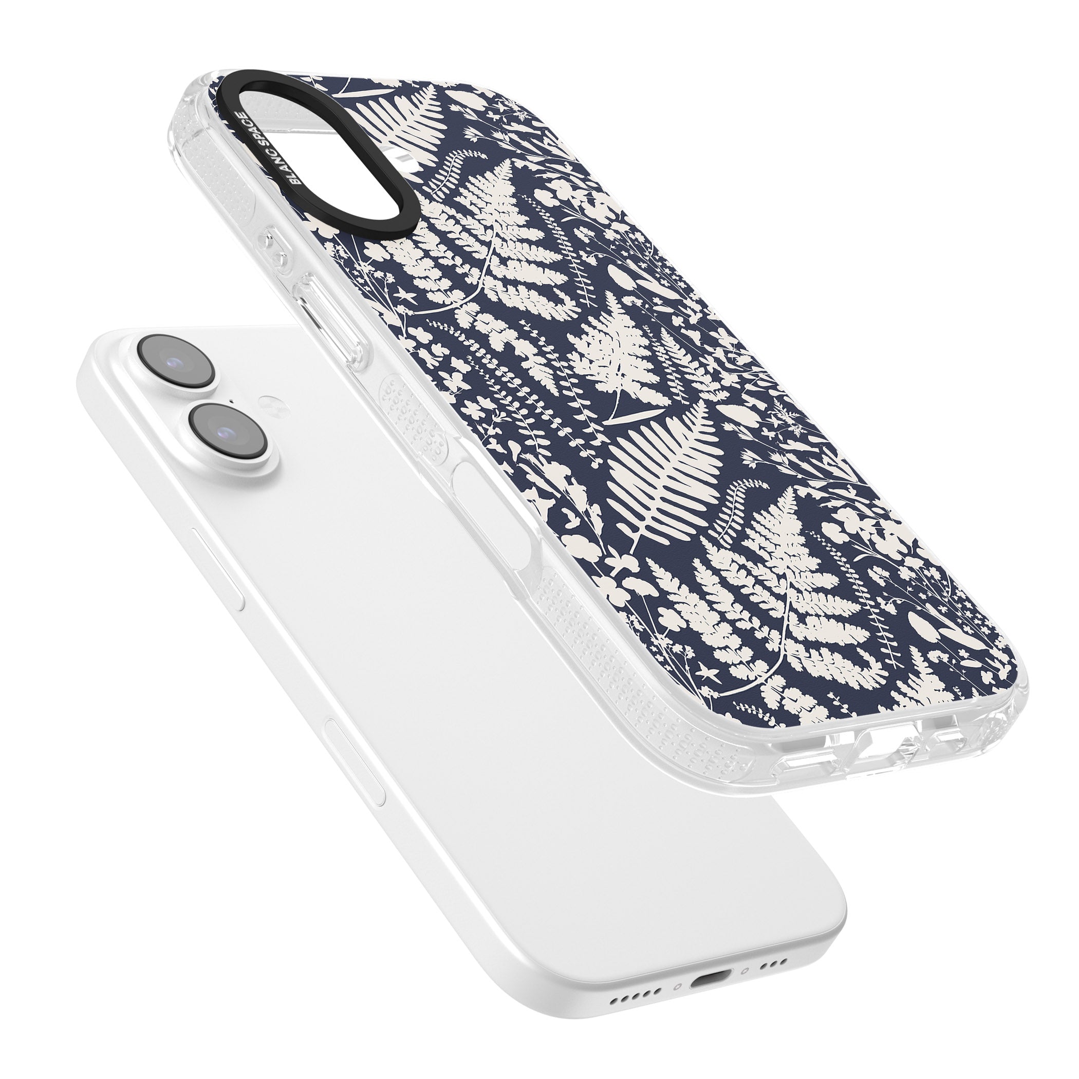 Wildflowers & Ferns On Navy iPhone 17 Impact Air Clear Phone Case Colours