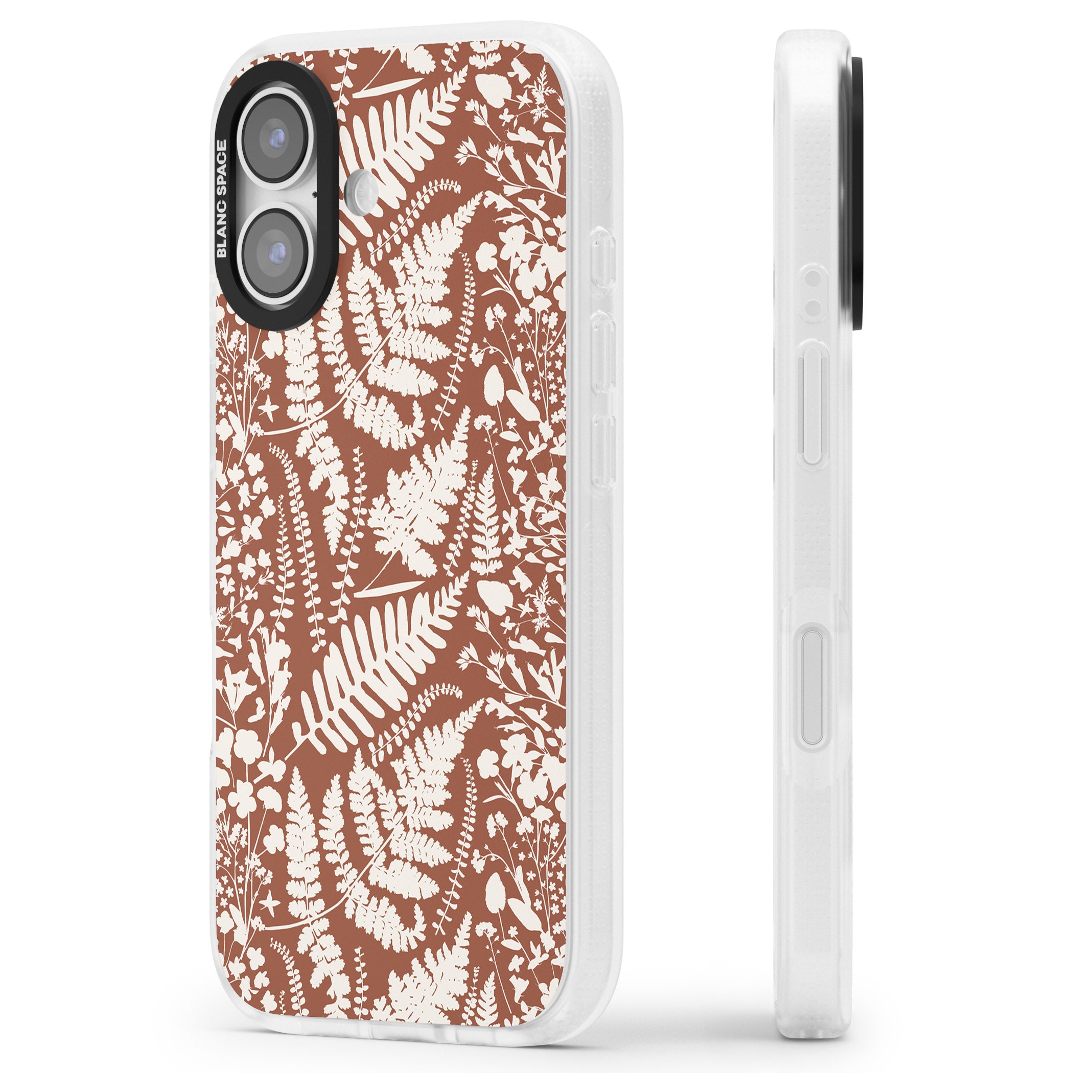 Wildflowers And Ferns On Terracotta iPhone 17 Impact Air Clear Phone Case Side Profile