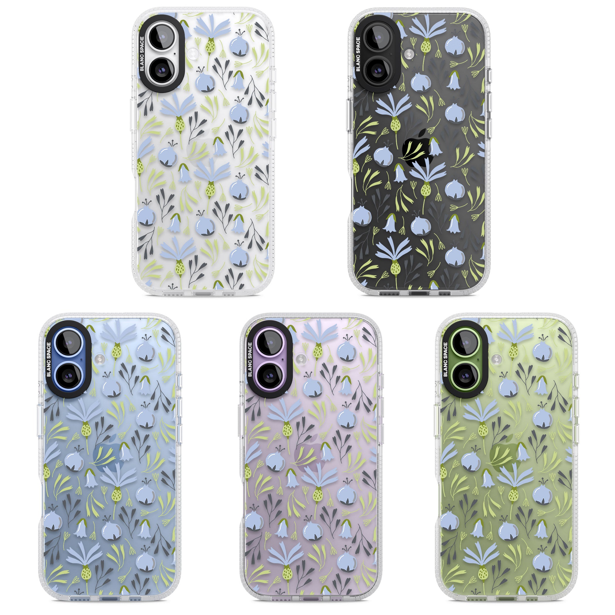 Blue Flora Bloom iPhone 17 Impact Air Clear Phone Case APT Impact Protection