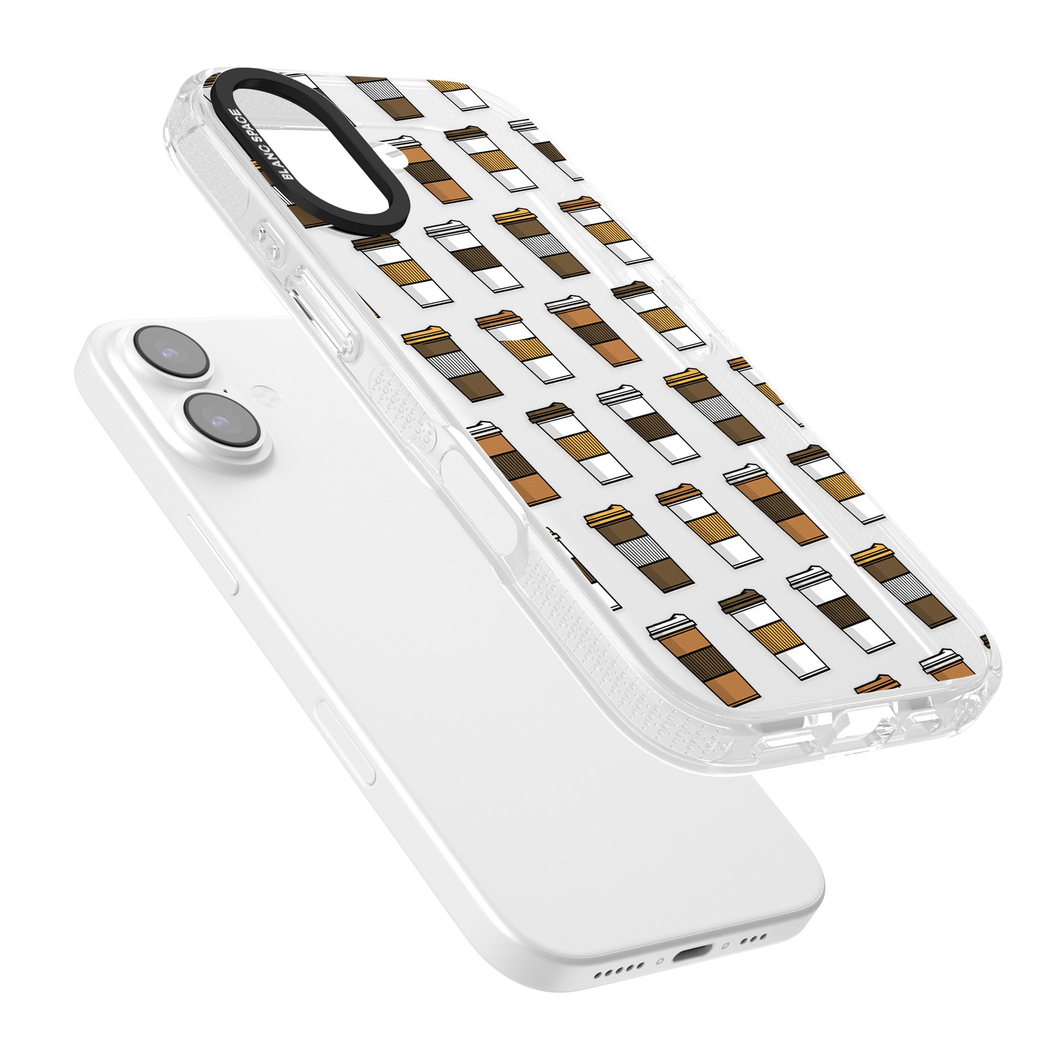 Coffee Cup Pattern iPhone 17 Impact Air Clear Phone Case Colours