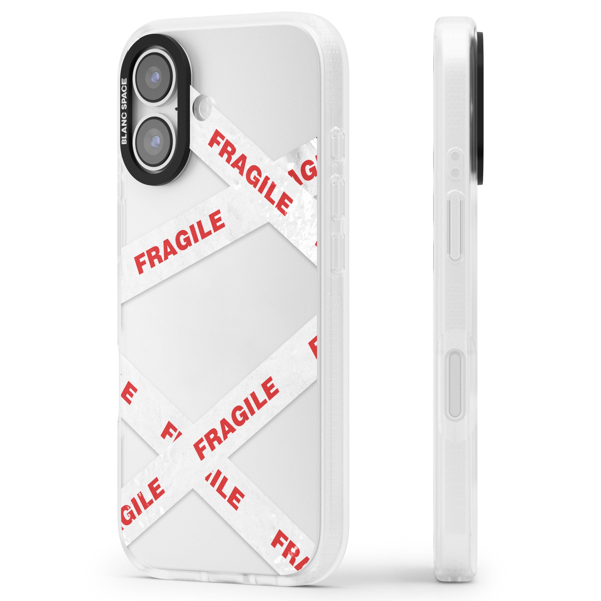 Fragile Tape iPhone 17 Impact Air Clear Phone Case Side Profile