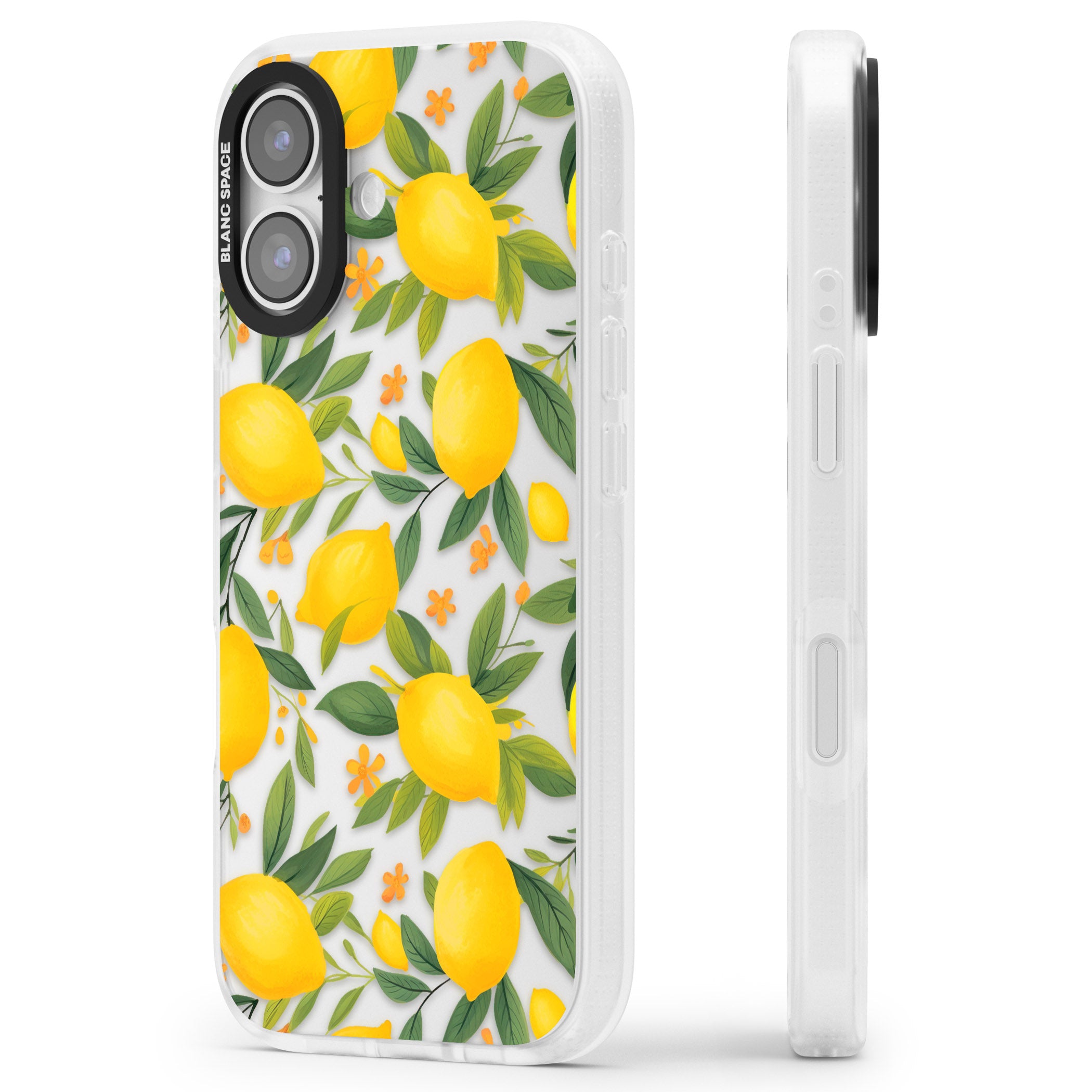 Lemon Pattern iPhone 17 Impact Air Clear Phone Case Side Profile
