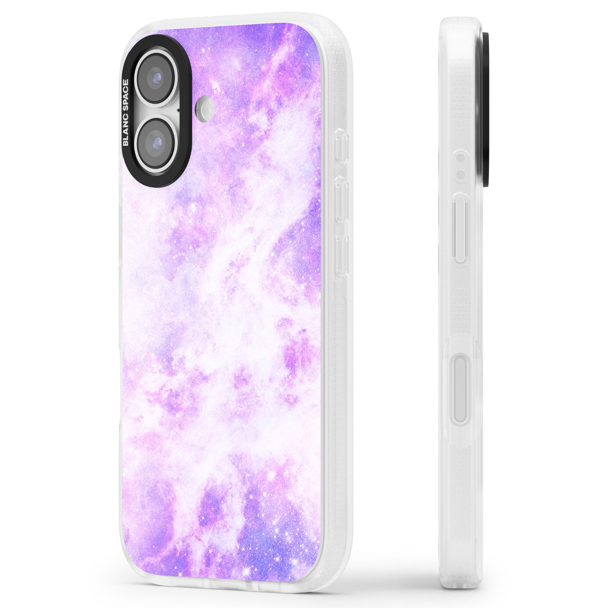 Purple Galaxy Vibes iPhone 17 Impact Air Clear Phone Case Side Profile