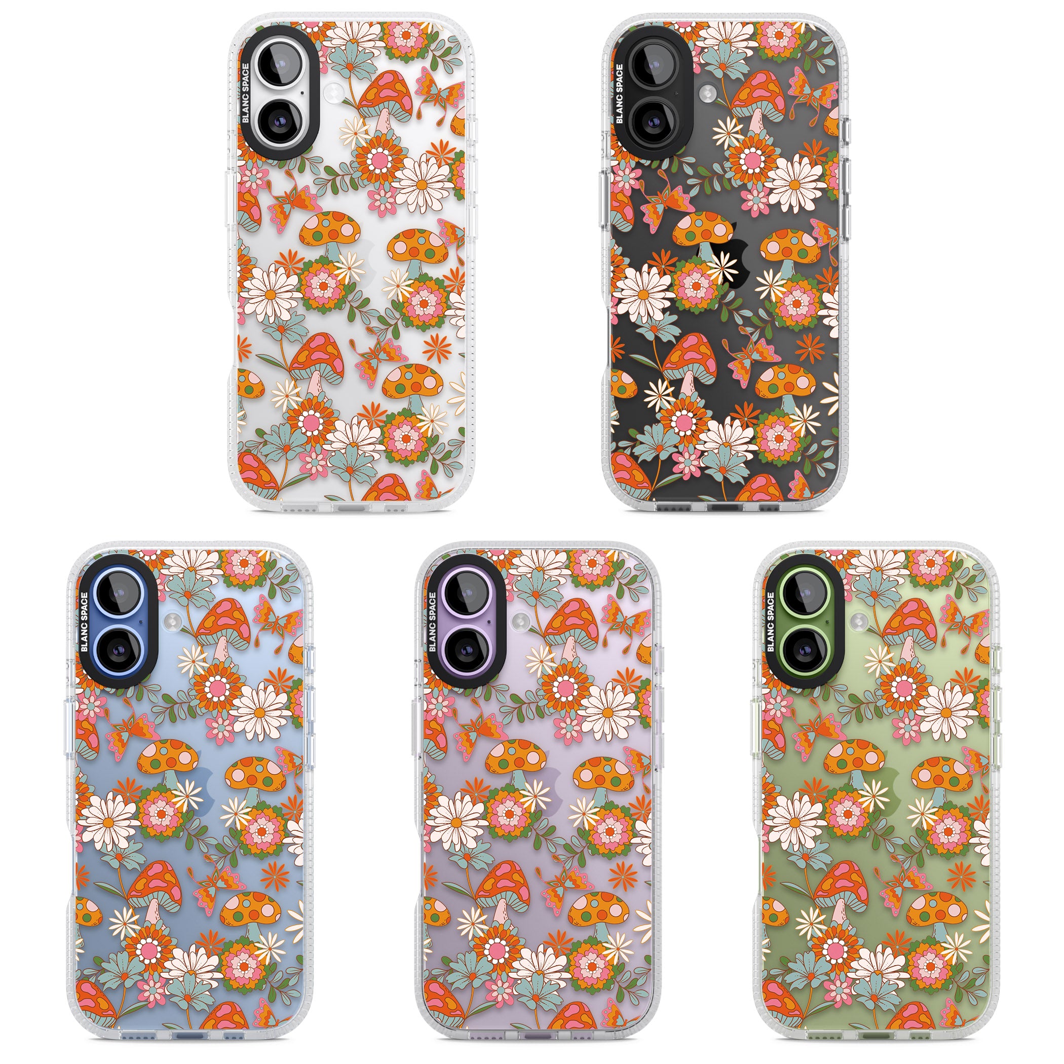 Groovy Shrooms & Flowers iPhone 17 Impact Air Clear Phone Case APT Impact Protection