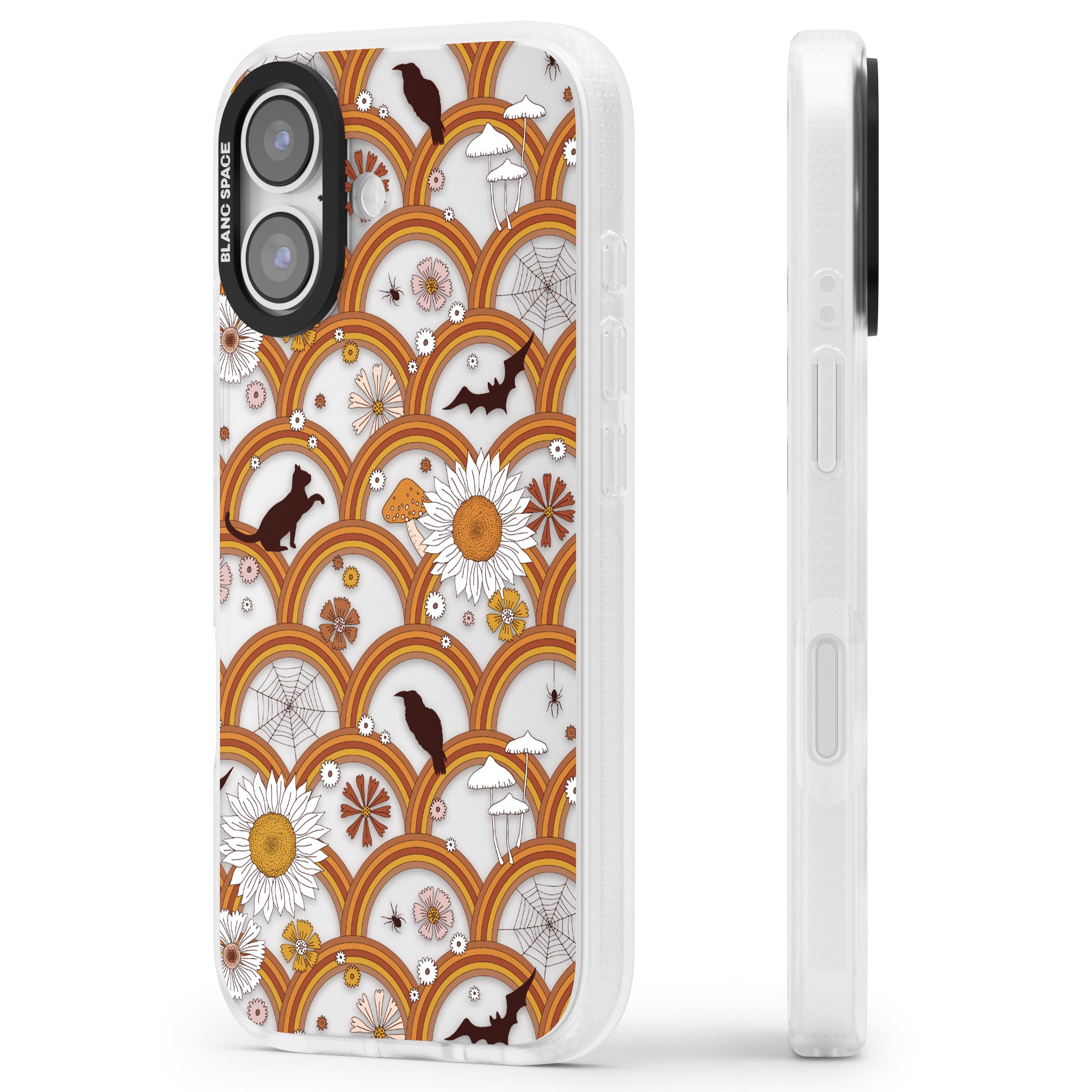 Halloween Rainbows iPhone 17 Impact Air Clear Phone Case Side Profile