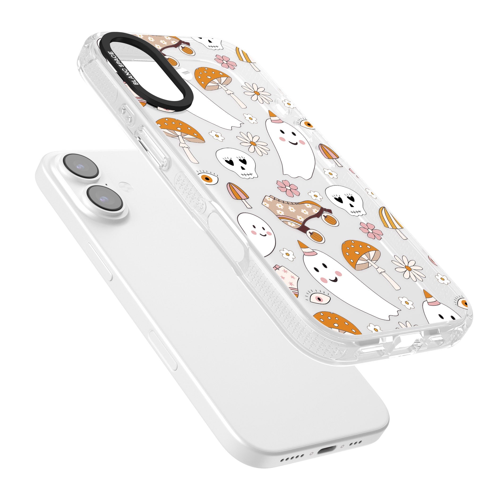 Cute Ghost And Skulls Pattern iPhone 17 Impact Air Clear Phone Case Colours