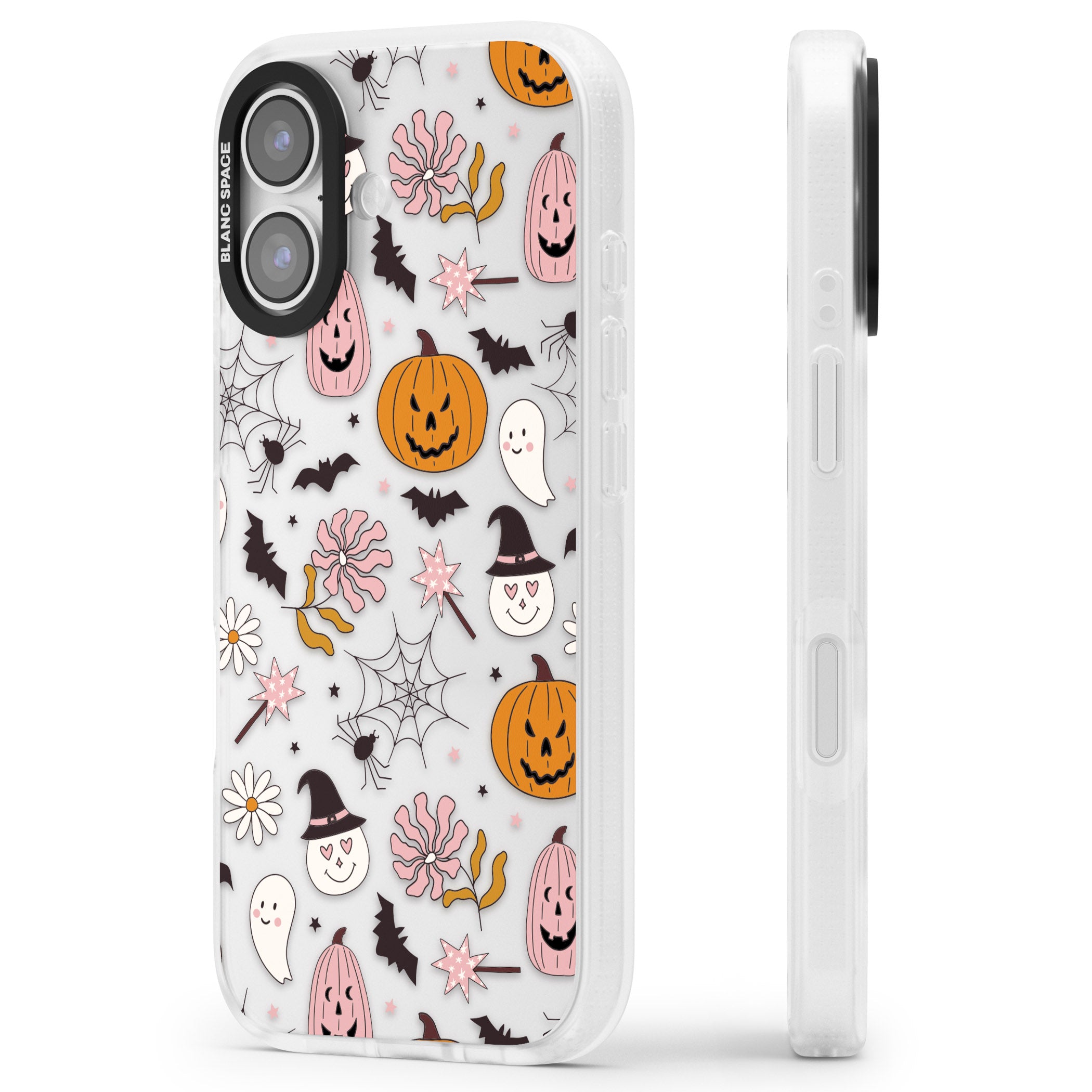 Spooky Mix iPhone 17 Impact Air Clear Phone Case Side Profile