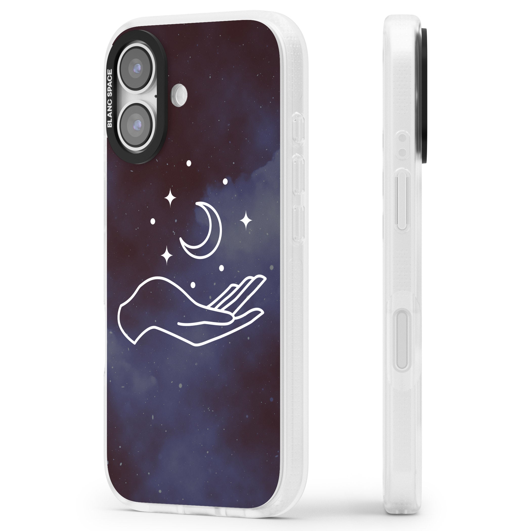 Celestial Hand & Moon iPhone 17 Impact Air Clear Phone Case Side Profile