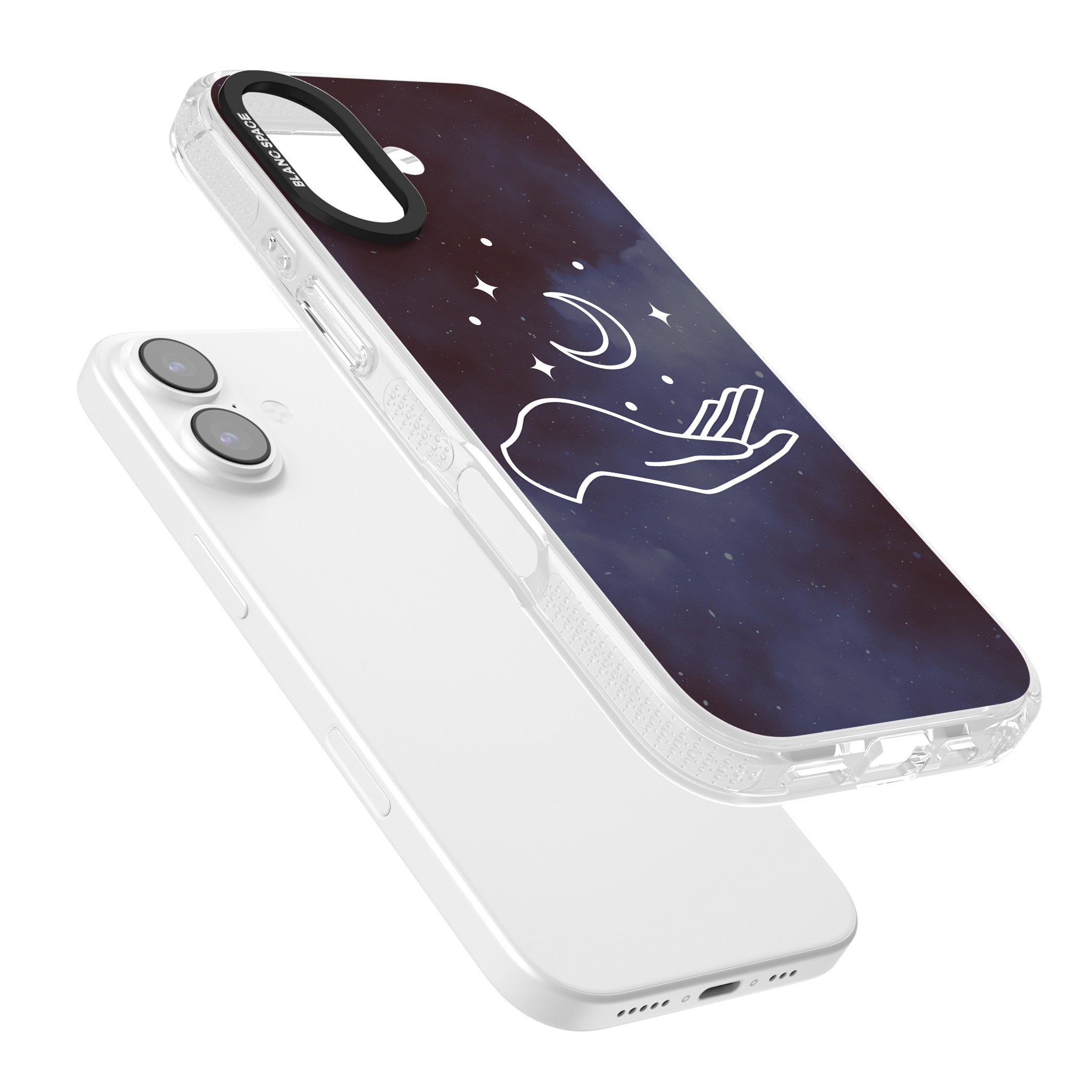 Celestial Hand & Moon iPhone 17 Impact Air Clear Phone Case Colours