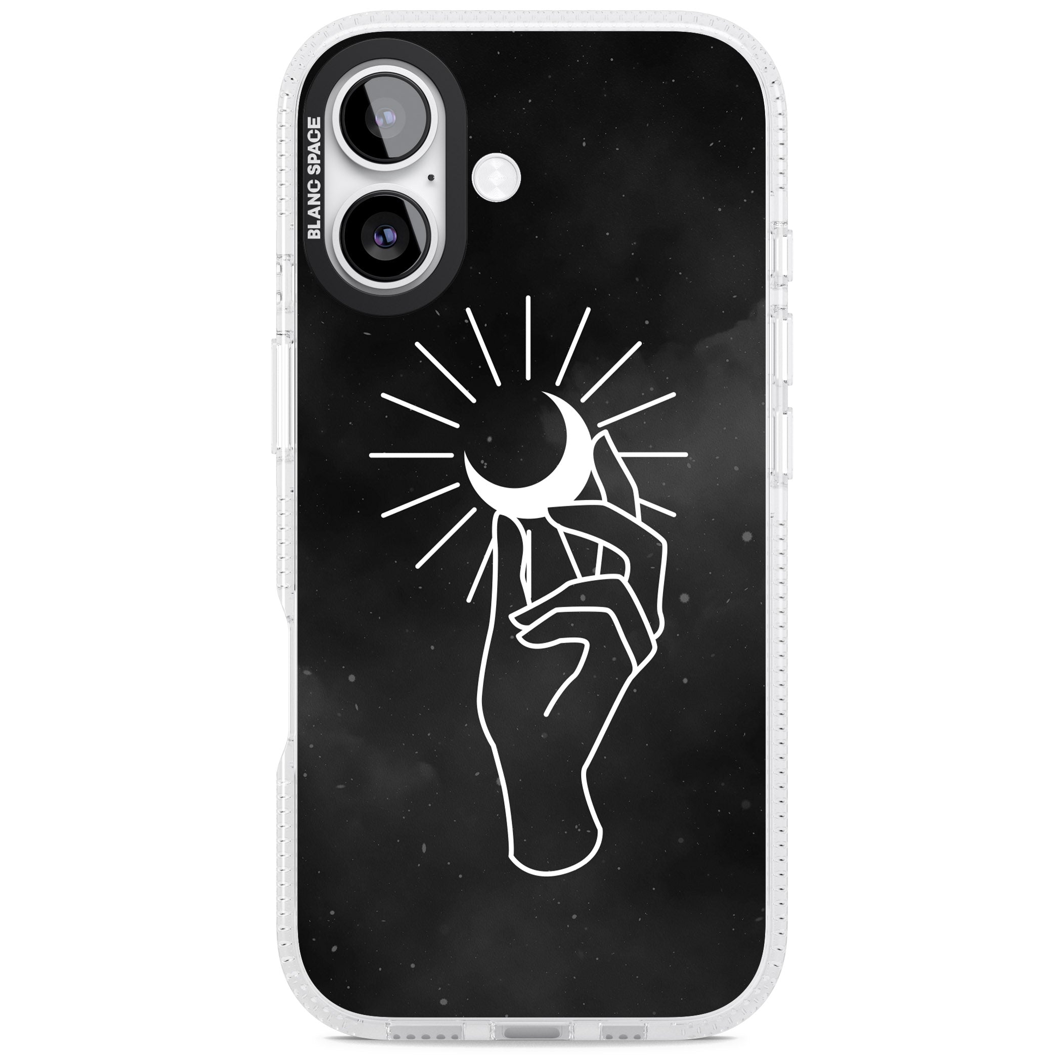 Hand Holding Celestial Moon iPhone 17 Impact Air Clear Phone Case