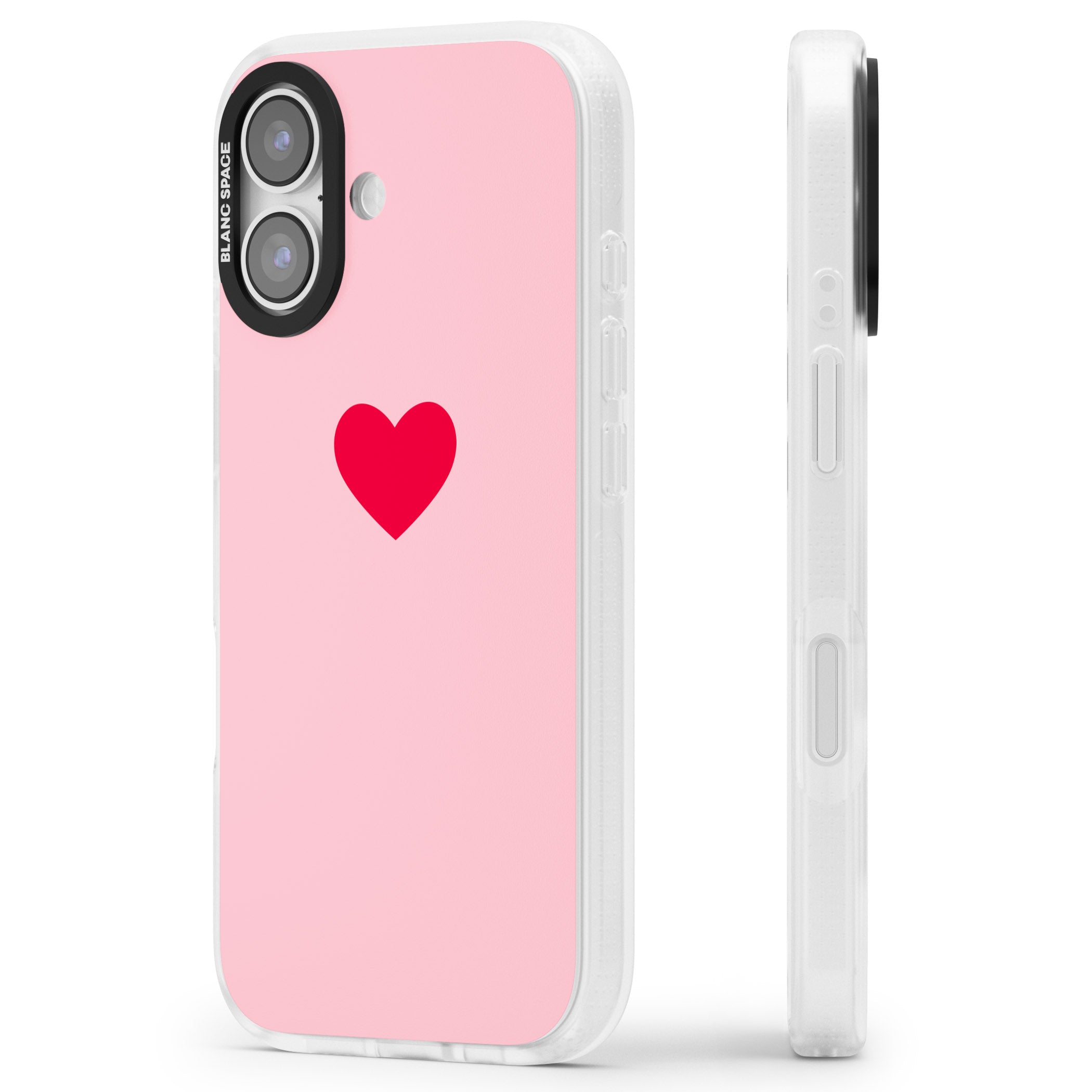 Red & Pink Heart iPhone 17 Impact Air Clear Phone Case Side Profile