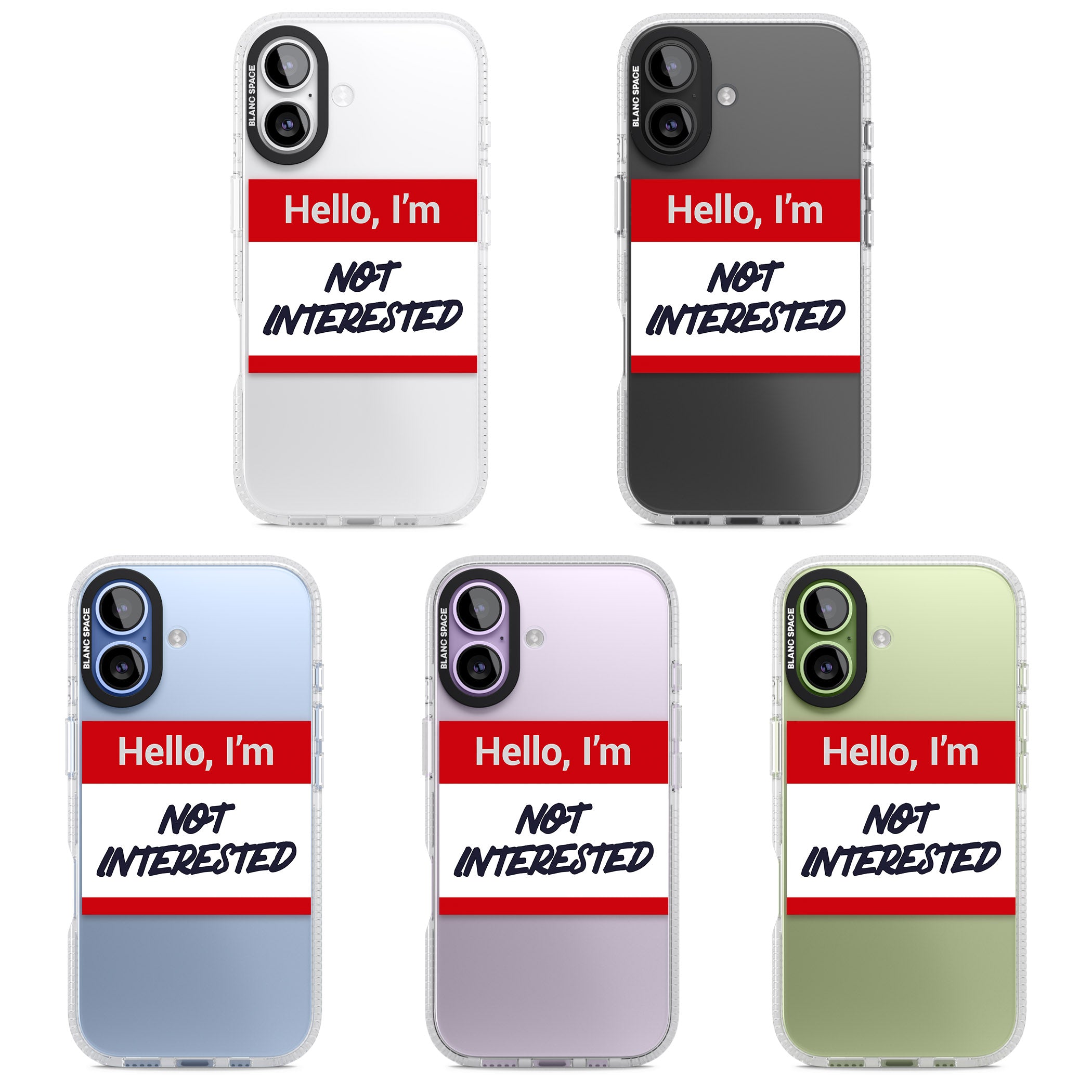 Funny Hello Name Tag Not Interested iPhone 17 Impact Air Clear Phone Case APT Impact Protection