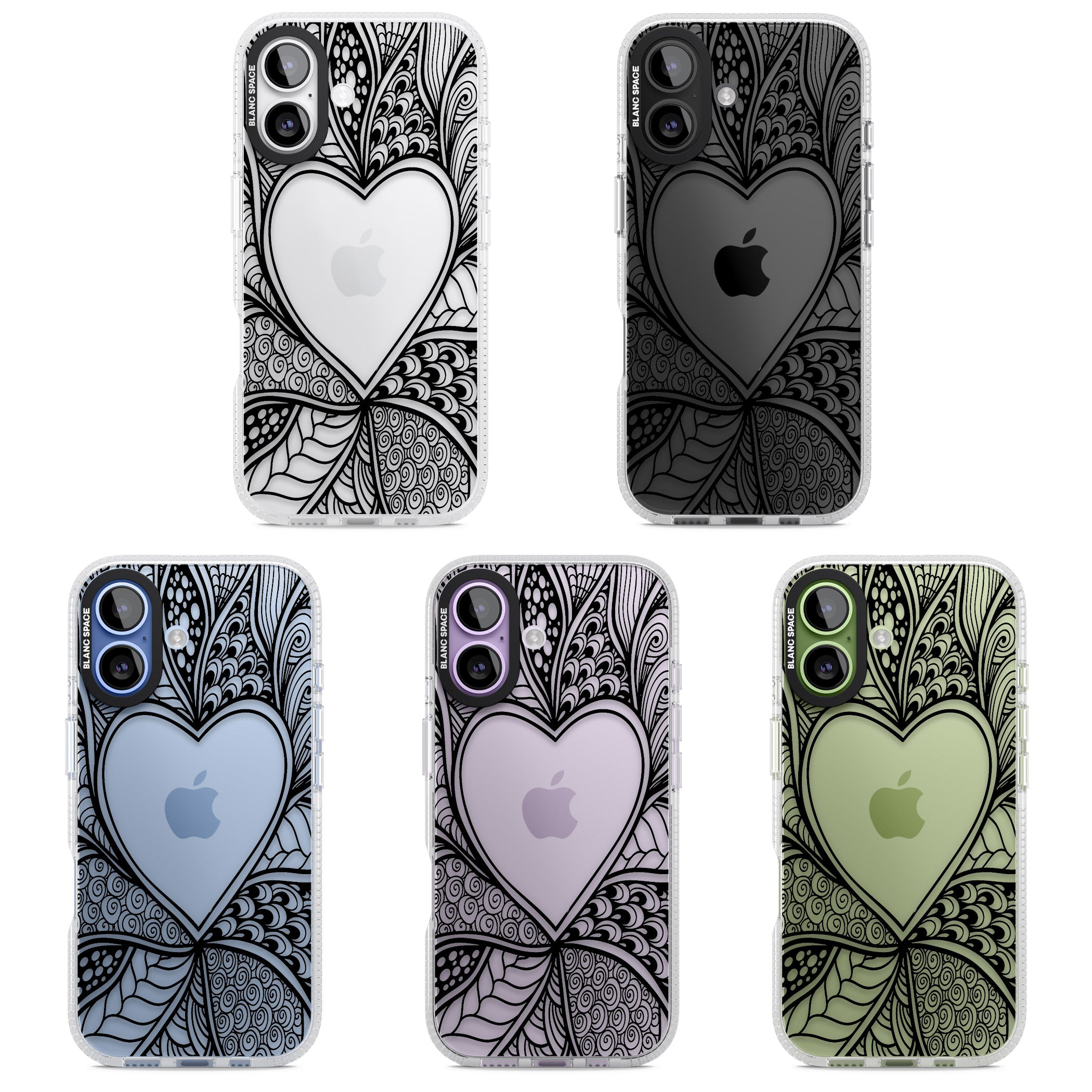 Black Henna Heart iPhone 17 Impact Air Clear Phone Case APT Impact Protection