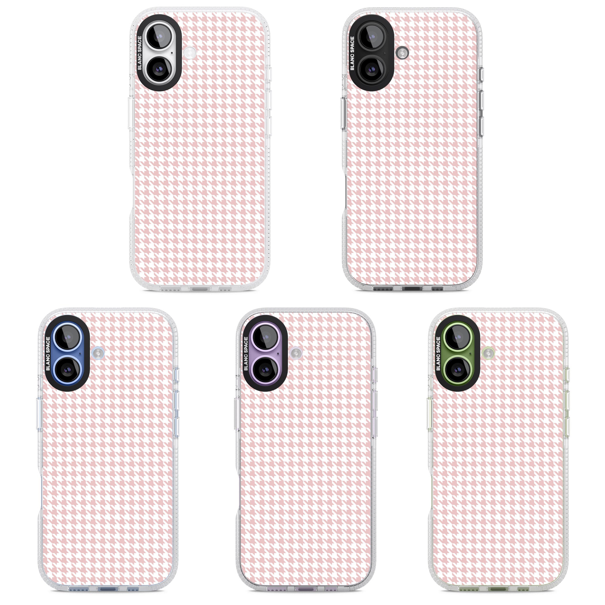 Pink Houndstooth Pattern iPhone 17 Impact Air Clear Phone Case APT Impact Protection