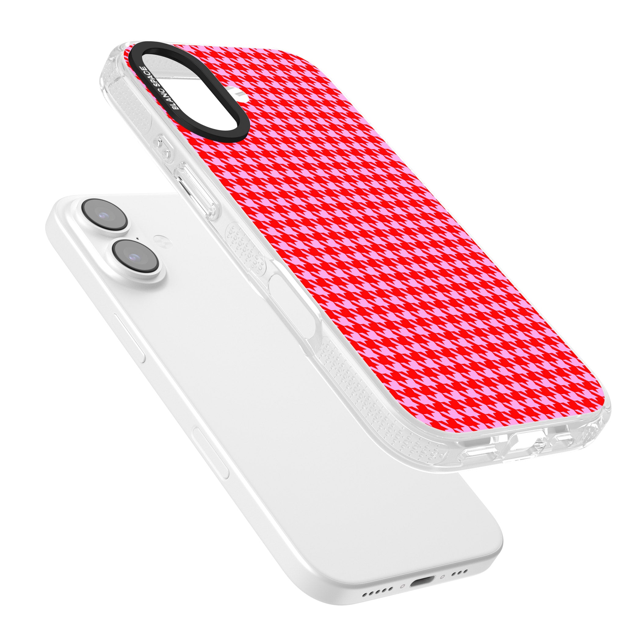 Neon Pink & Red Houndstooth iPhone 17 Impact Air Clear Phone Case Colours