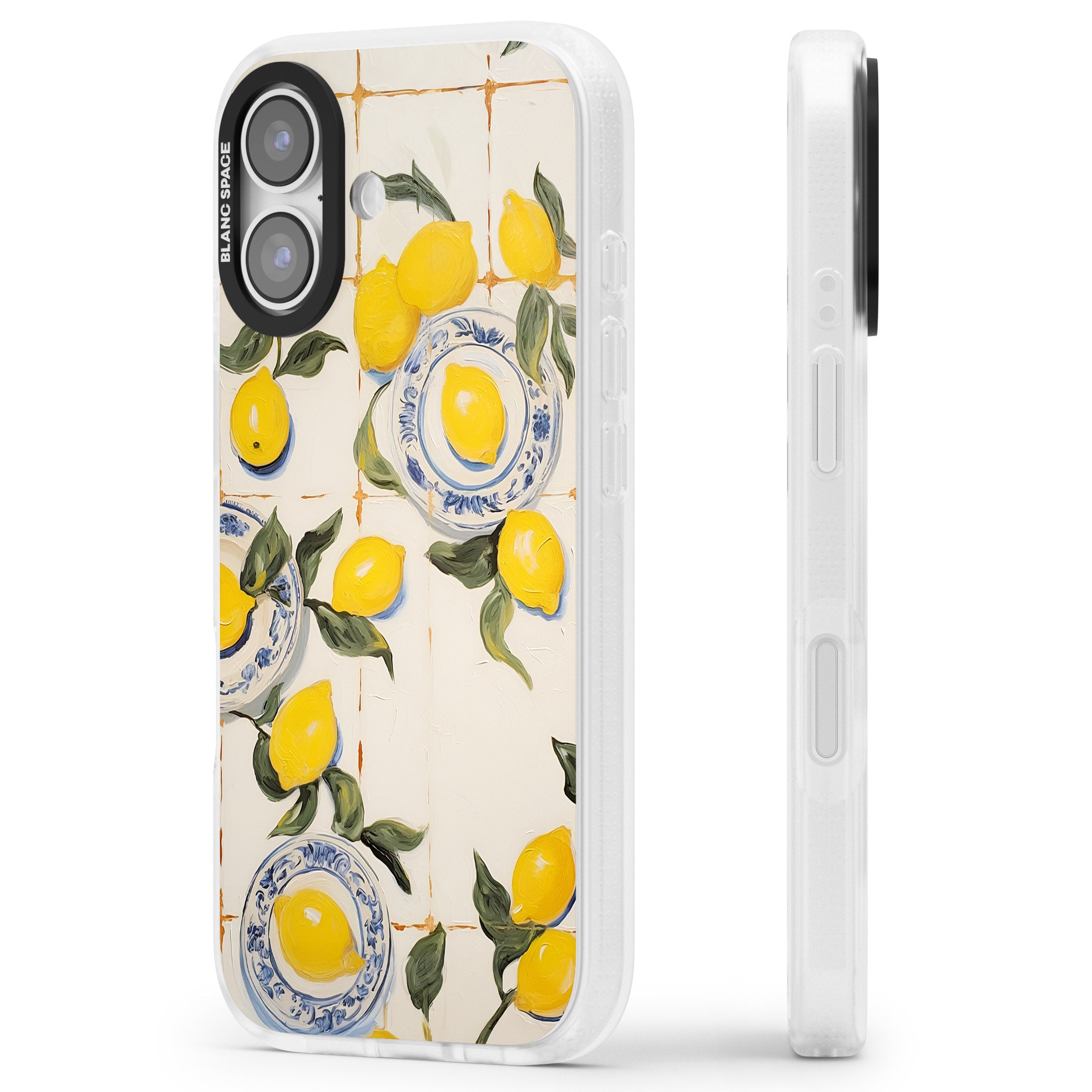 Lemons & Porcelain iPhone 17 Impact Air Clear Phone Case Side Profile