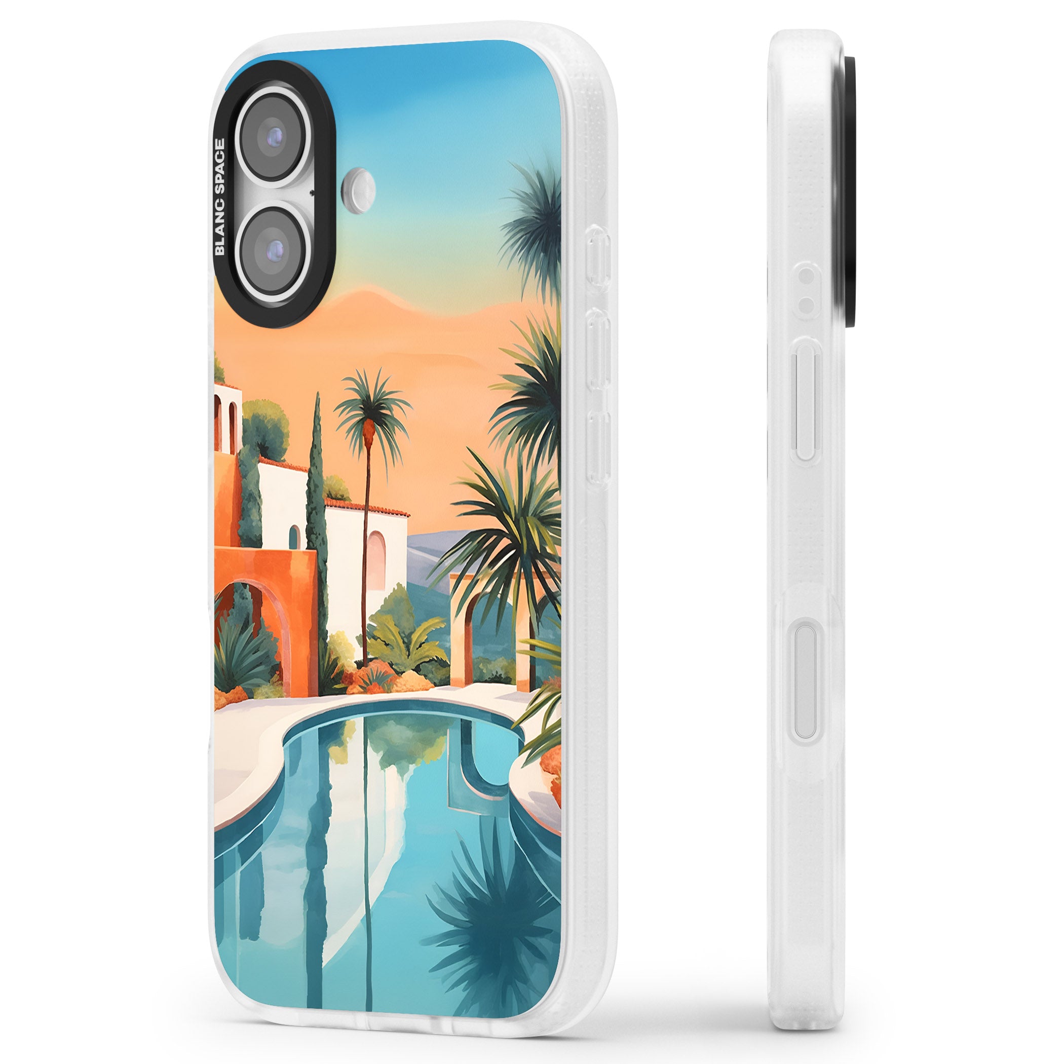 Villa Sunset iPhone 17 Impact Air Clear Phone Case Side Profile