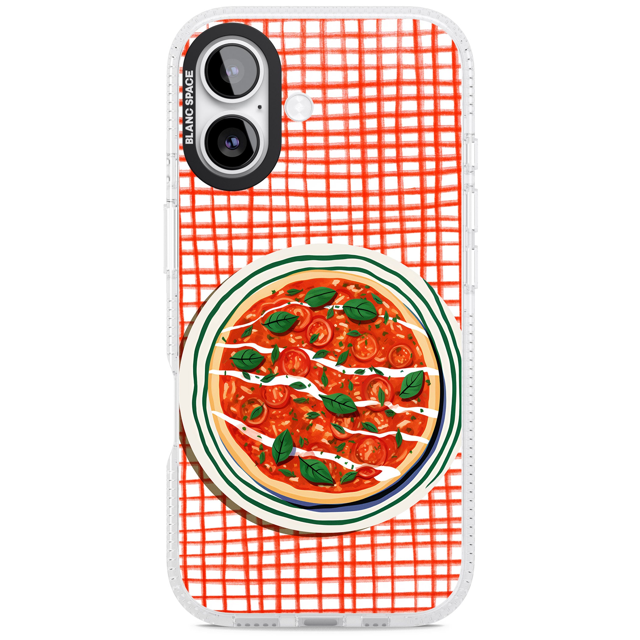 Margherita On Red Check iPhone 17 Impact Air Clear Phone Case