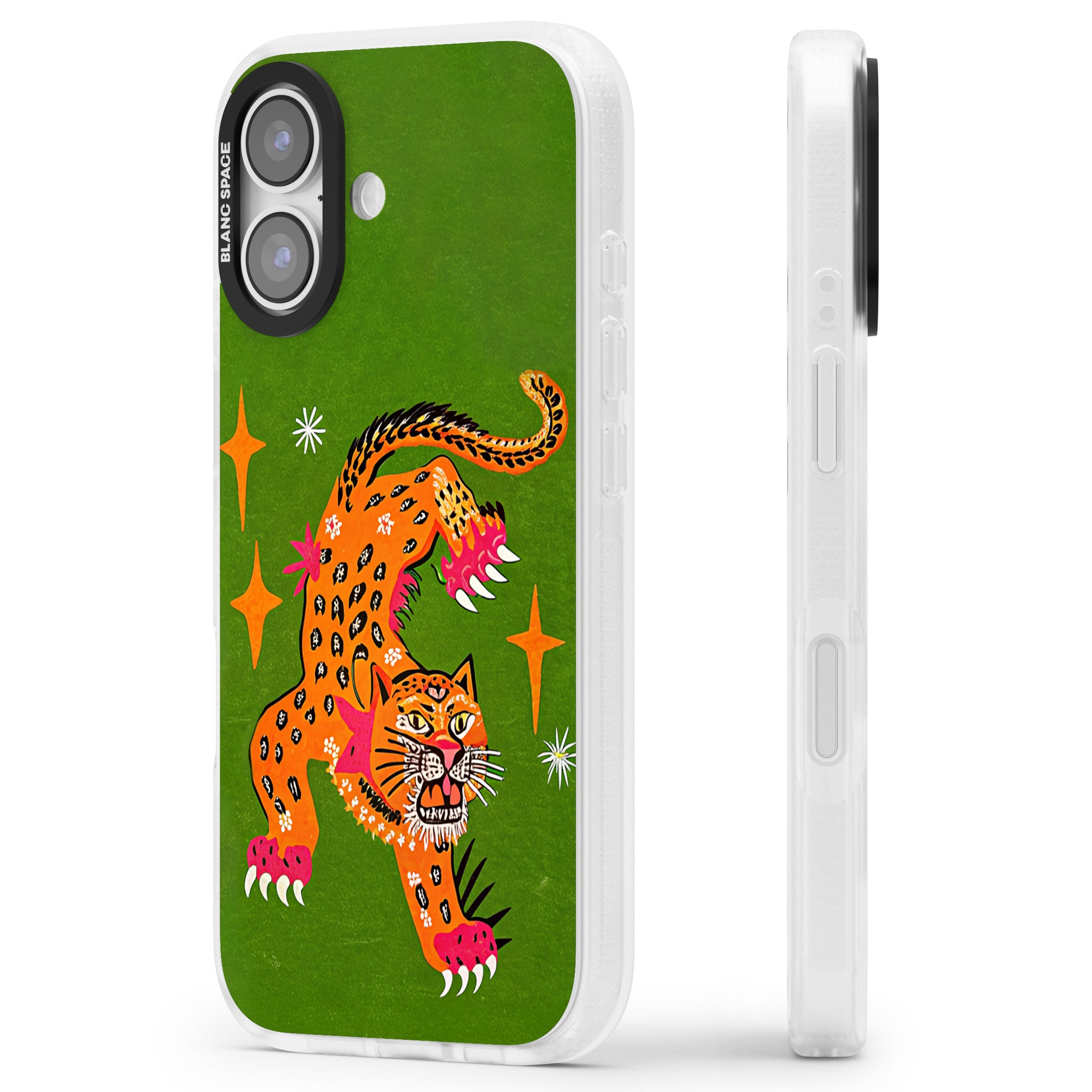 Fierce Jaguar iPhone 17 Impact Air Clear Phone Case Side Profile