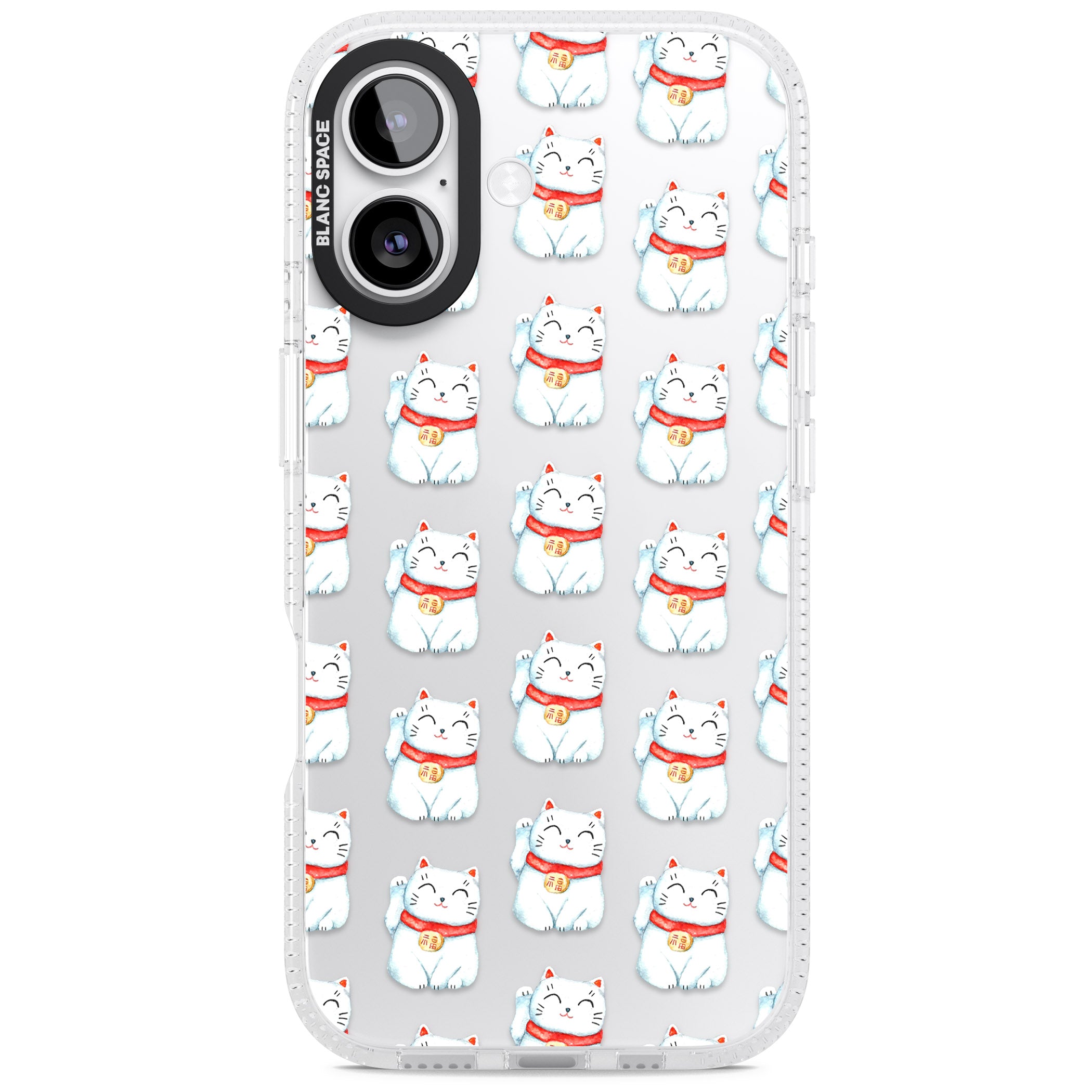 Lucky Cat Pattern iPhone 17 Impact Air Clear Phone Case