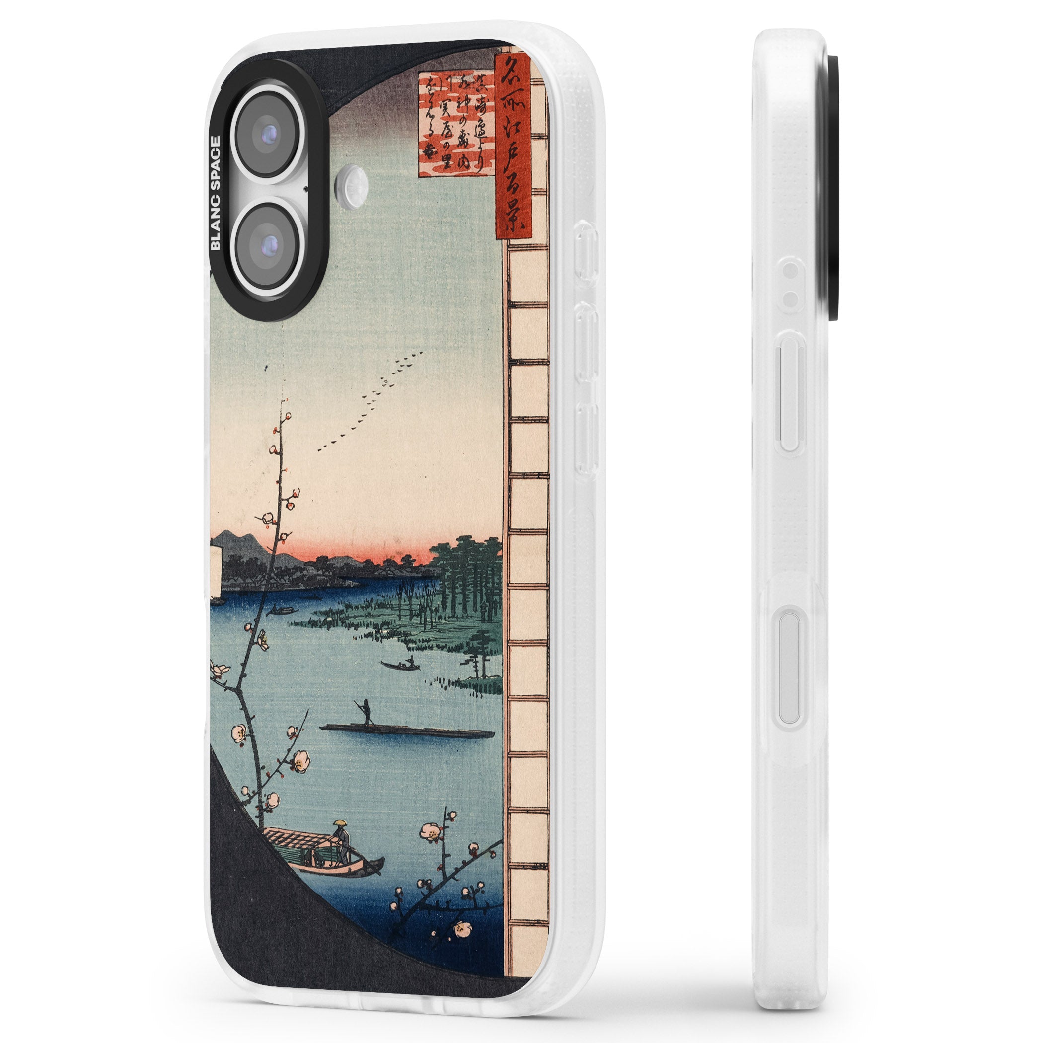 Vintage Japanese Illustrations Lake At Sunset iPhone 17 Impact Air Clear Phone Case Side Profile