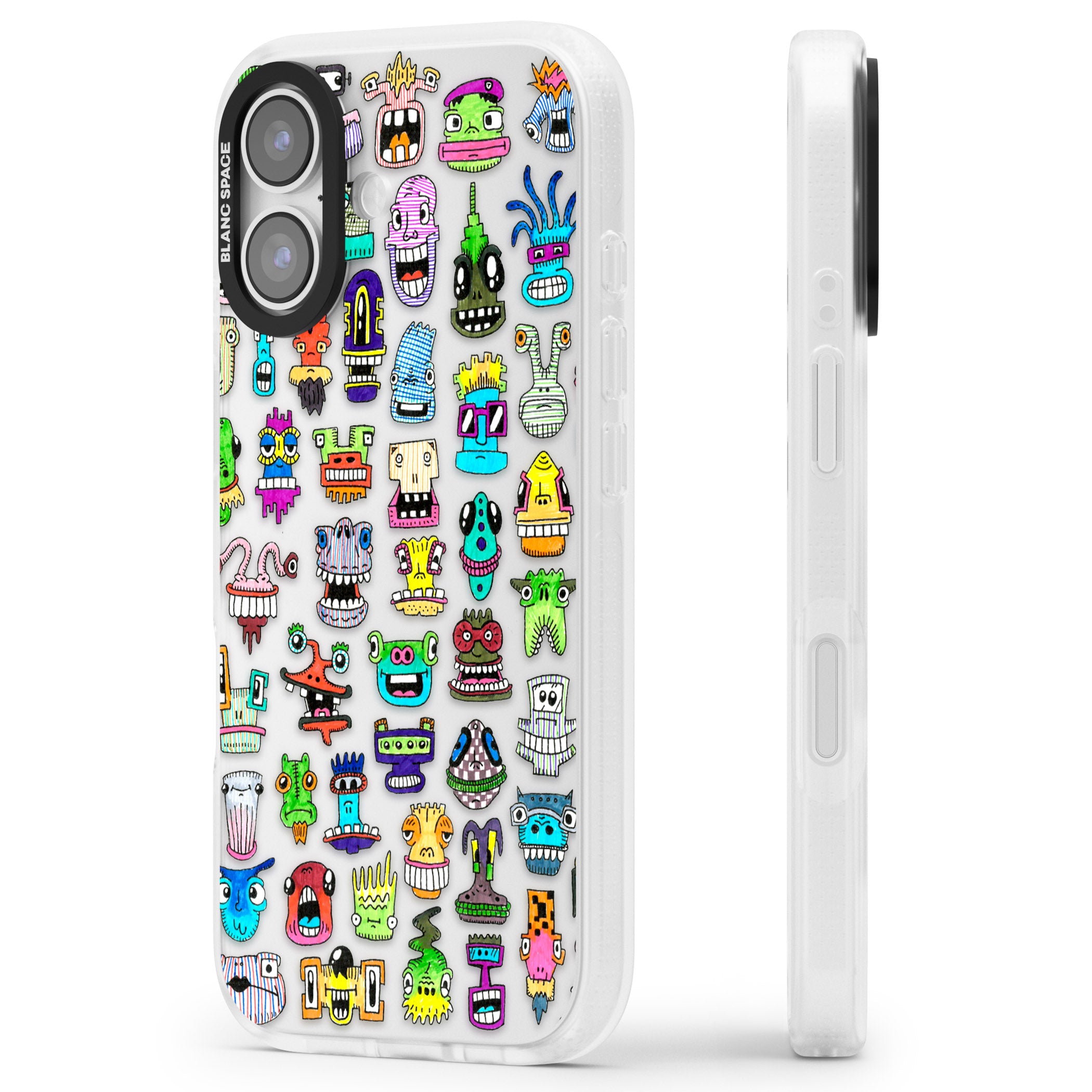 Familiar Faces iPhone 17 Impact Air Clear Phone Case Side Profile