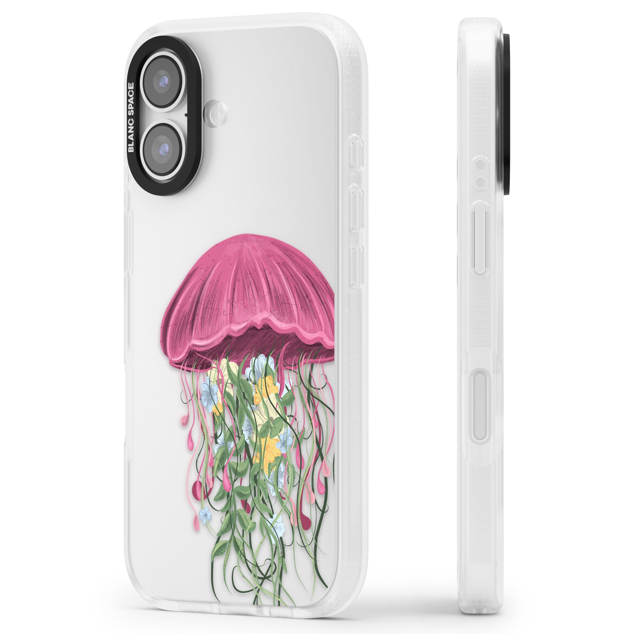 Botanical Jellyfish iPhone 17 Impact Air Clear Phone Case Side Profile