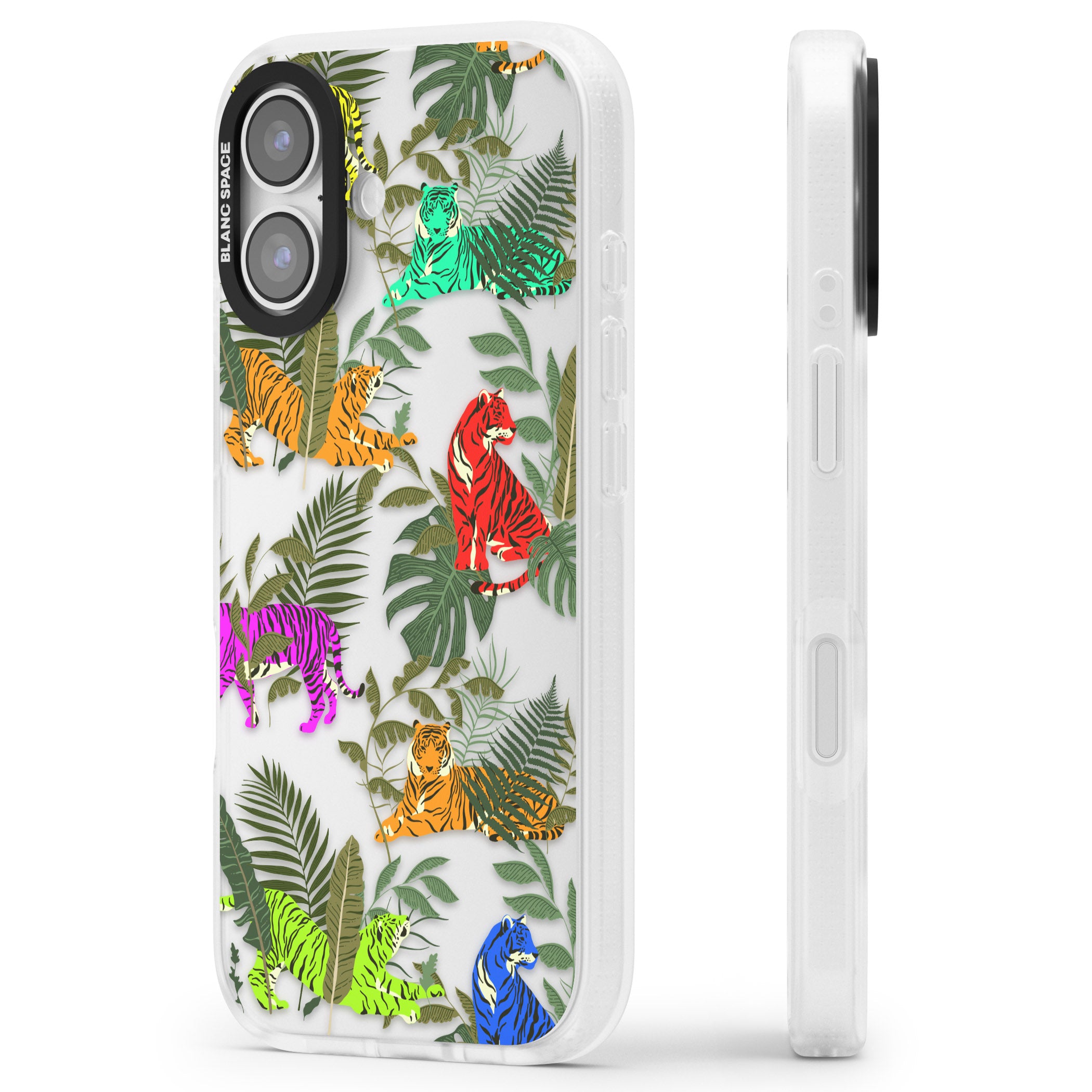 Colorful Jungle Tiger iPhone 17 Impact Air Clear Phone Case Side Profile