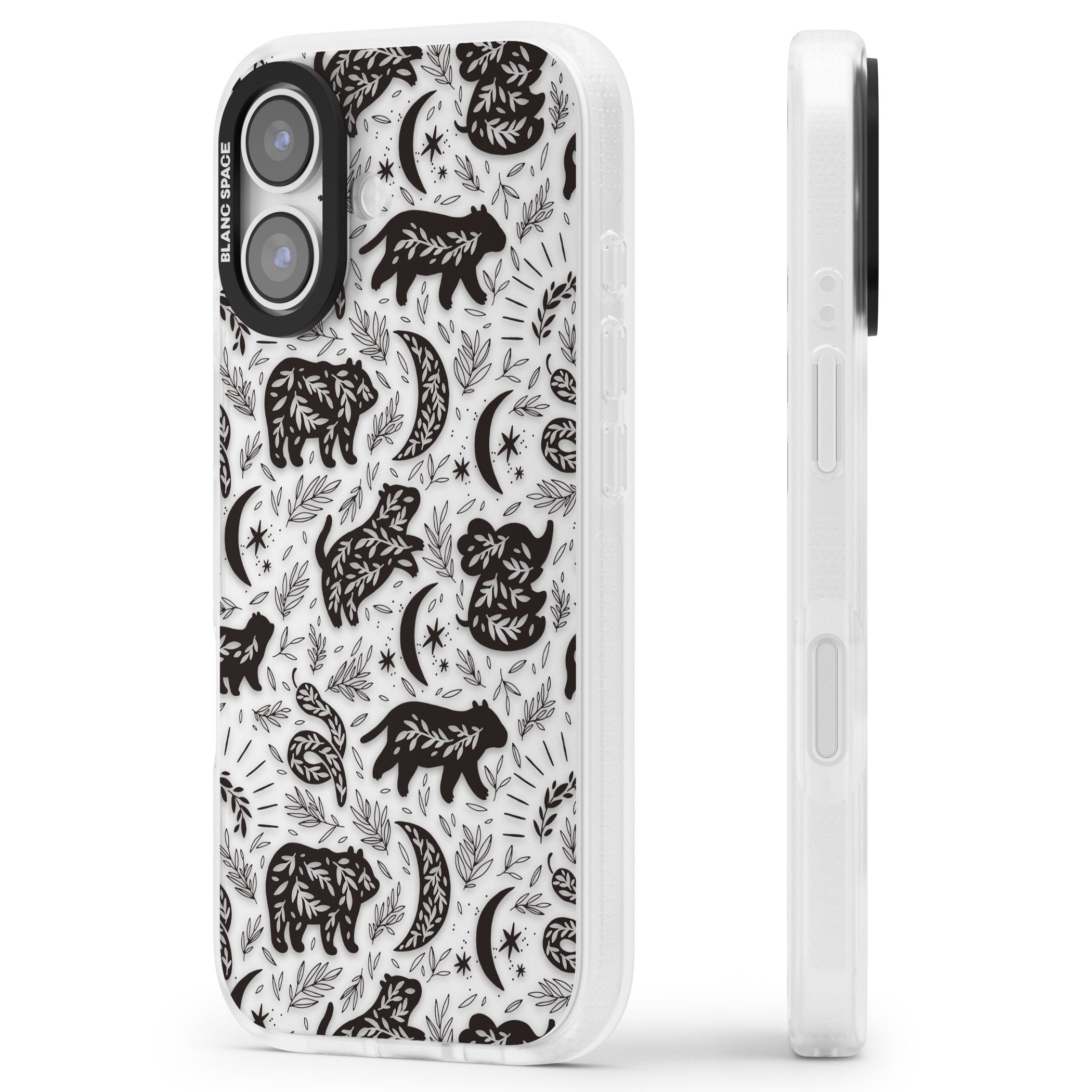 Midnight Forest Animals iPhone 17 Impact Air Clear Phone Case Side Profile
