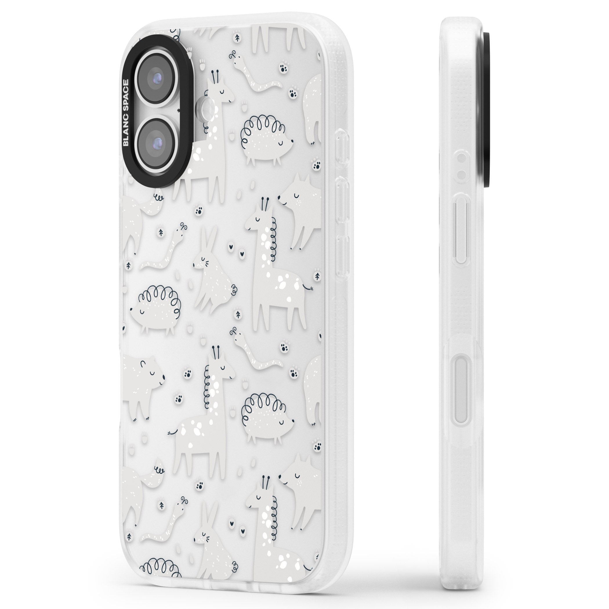 Monochrome Animal Party iPhone 17 Impact Air Clear Phone Case Side Profile