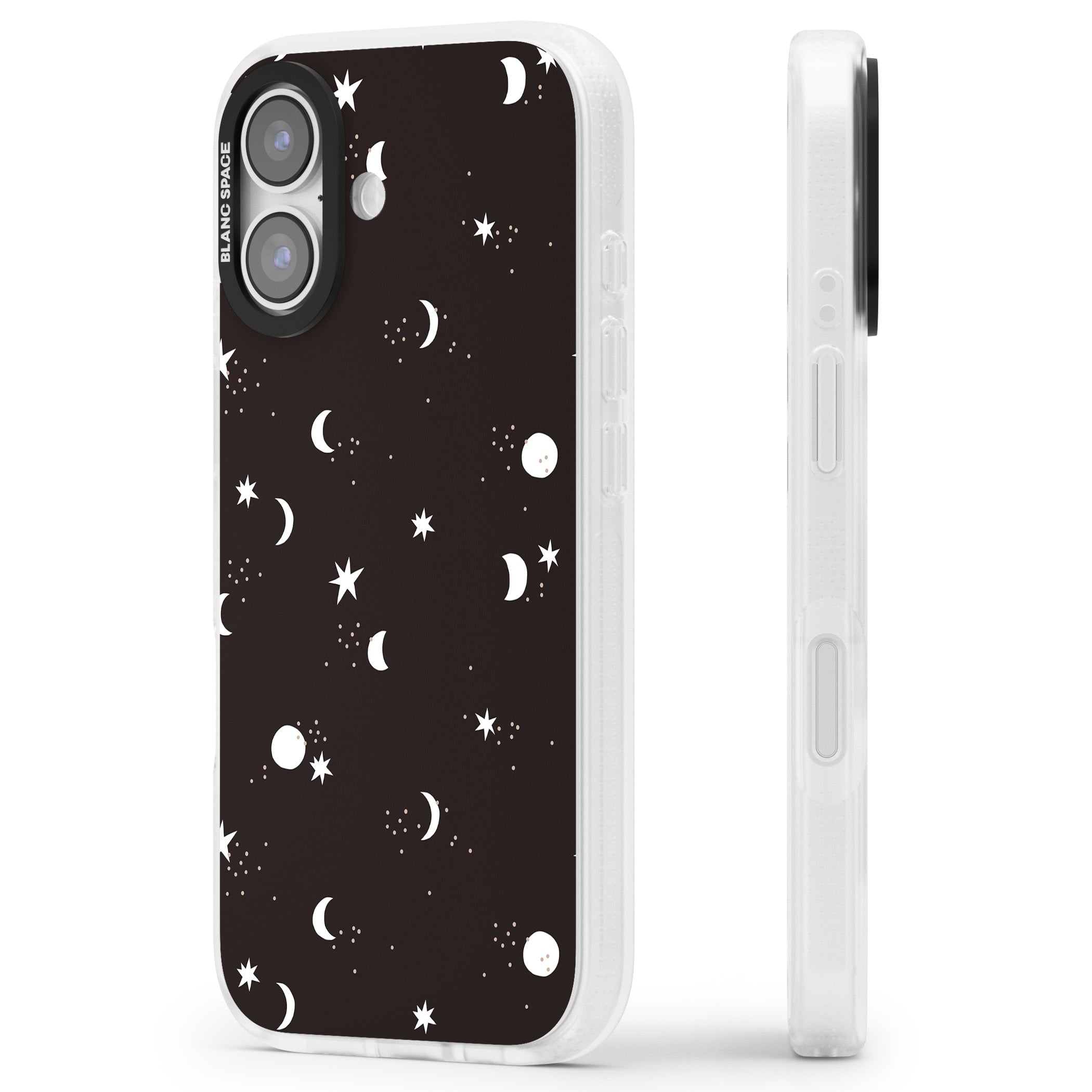 Funky Moons & Stars iPhone 17 Impact Air Clear Phone Case Side Profile