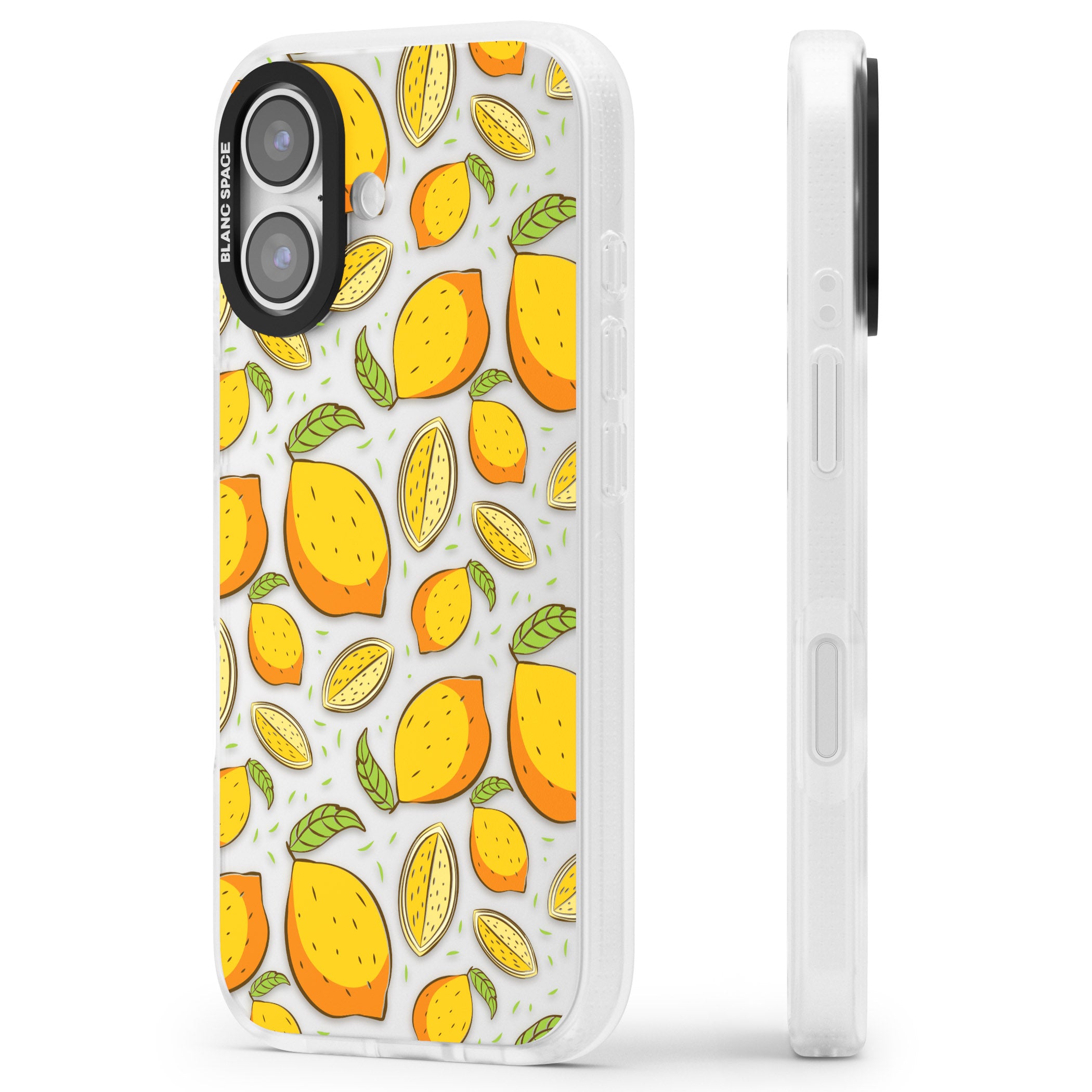 Lemon Pattern iPhone 17 Impact Air Clear Phone Case Side Profile