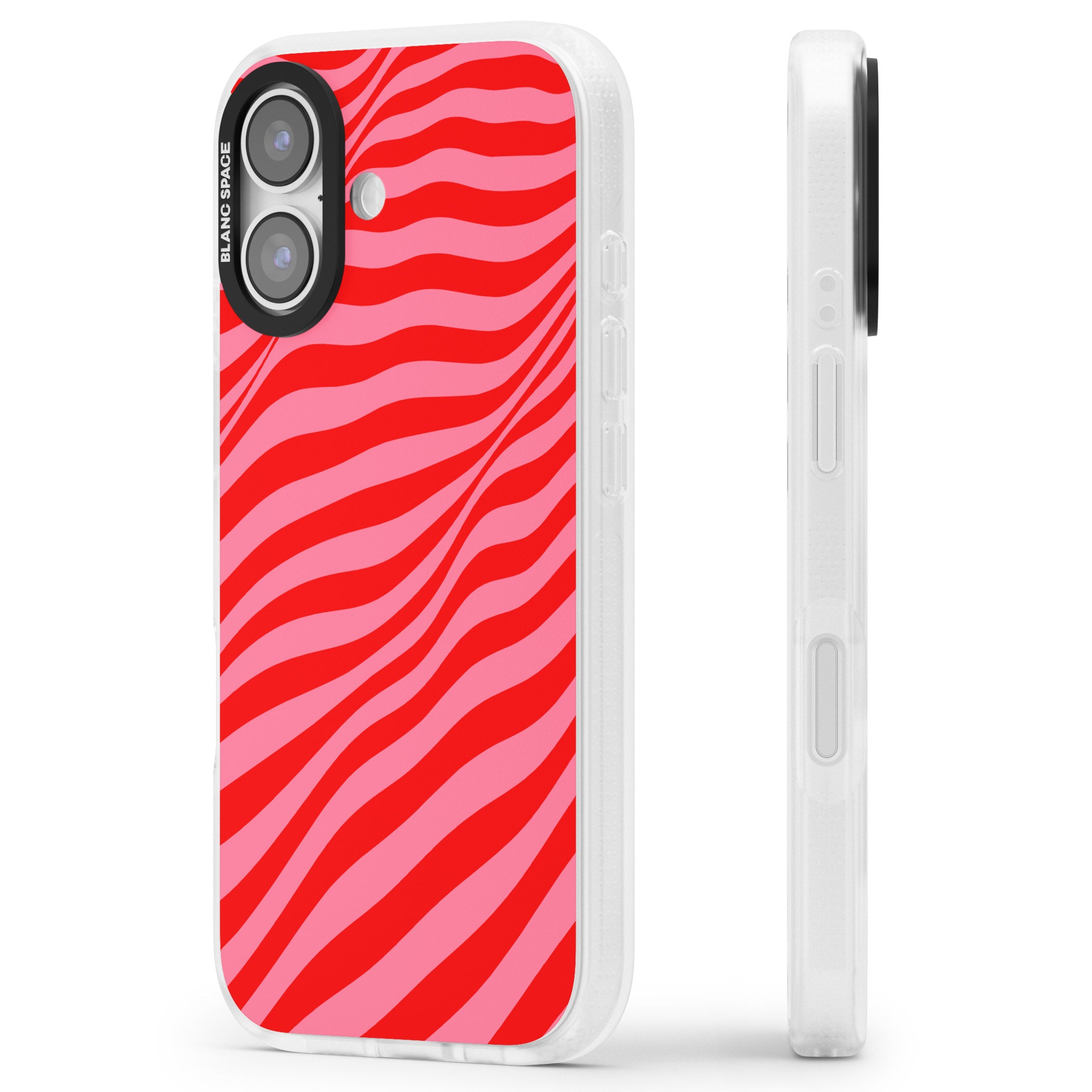 Pink & Red Distorted Line iPhone 17 Impact Air Clear Phone Case Side Profile