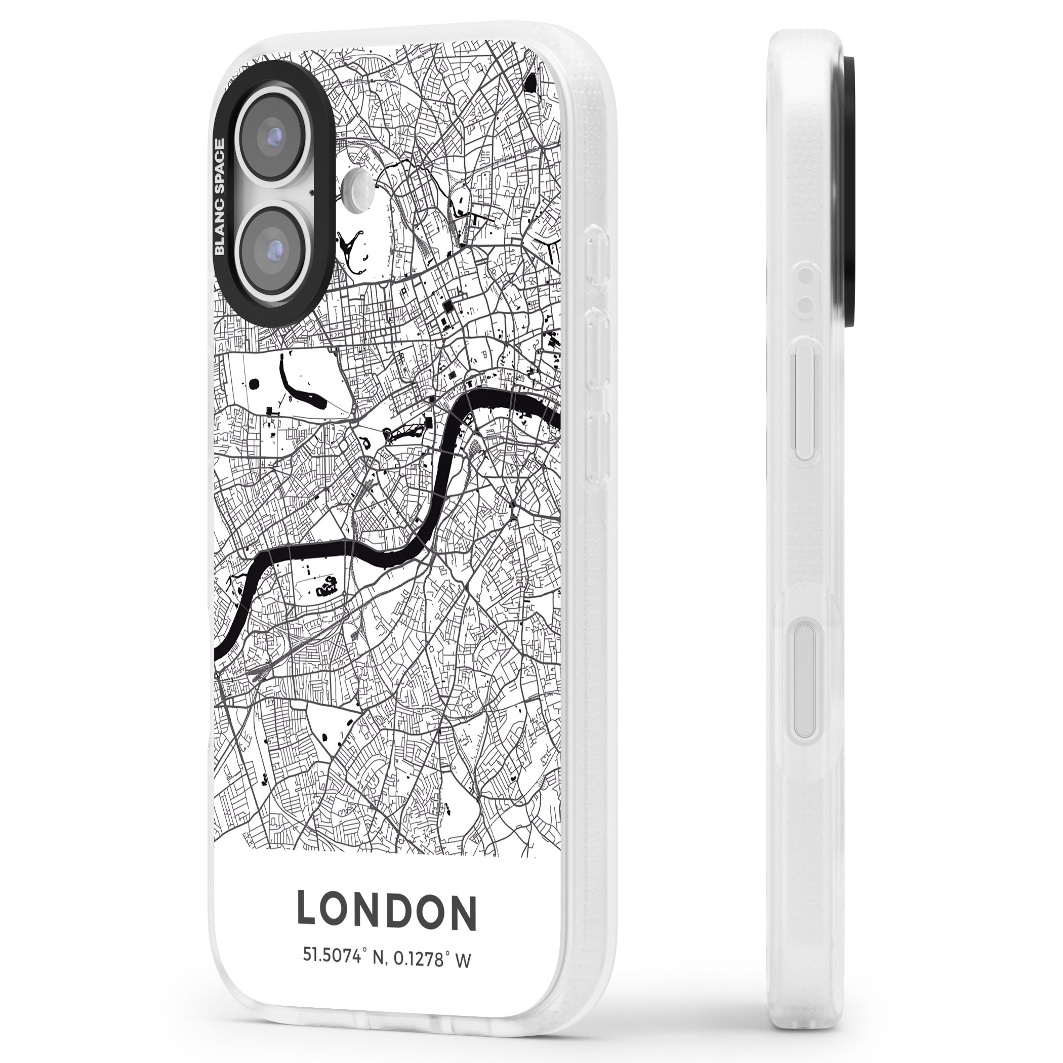 London Map iPhone 17 Impact Air Clear Phone Case Side Profile