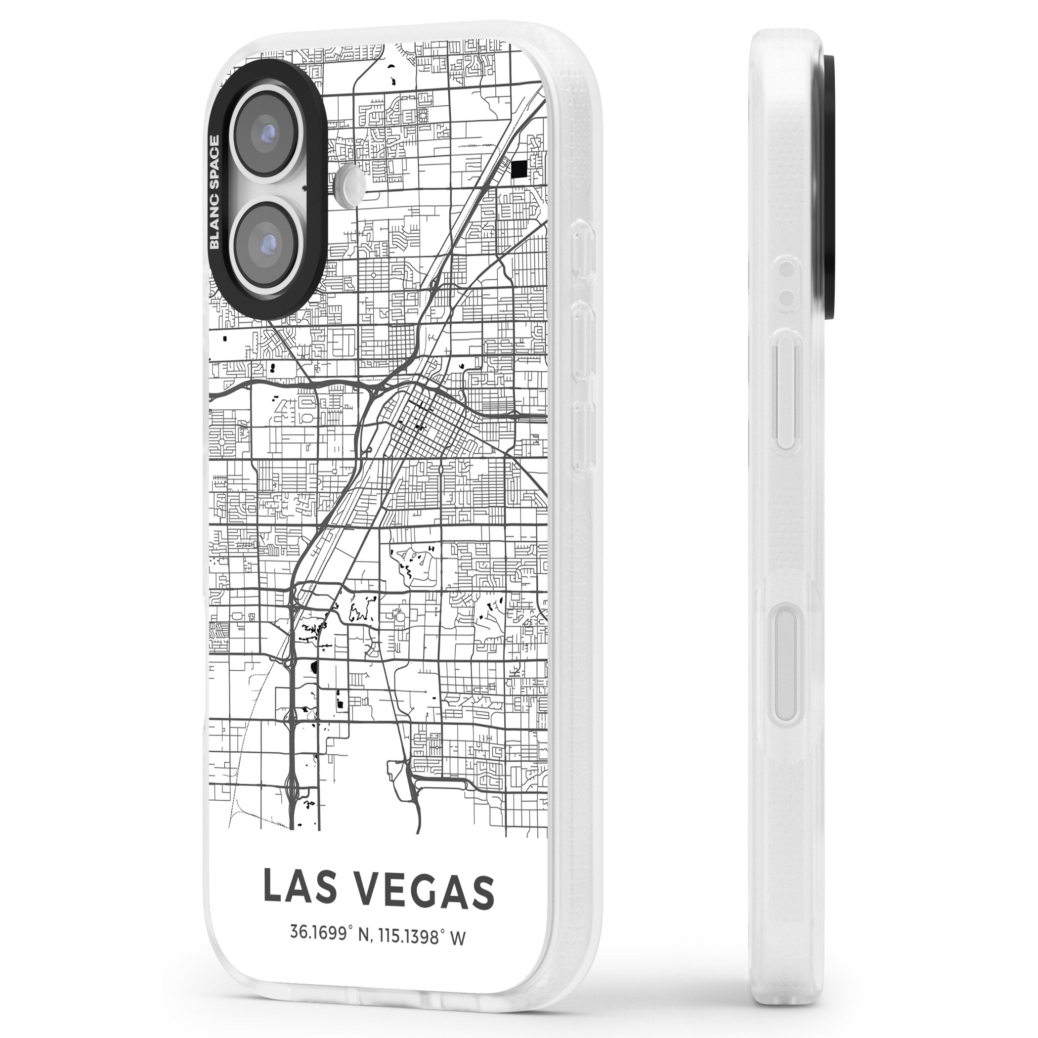 Las Vegas Map iPhone 17 Impact Air Clear Phone Case Side Profile