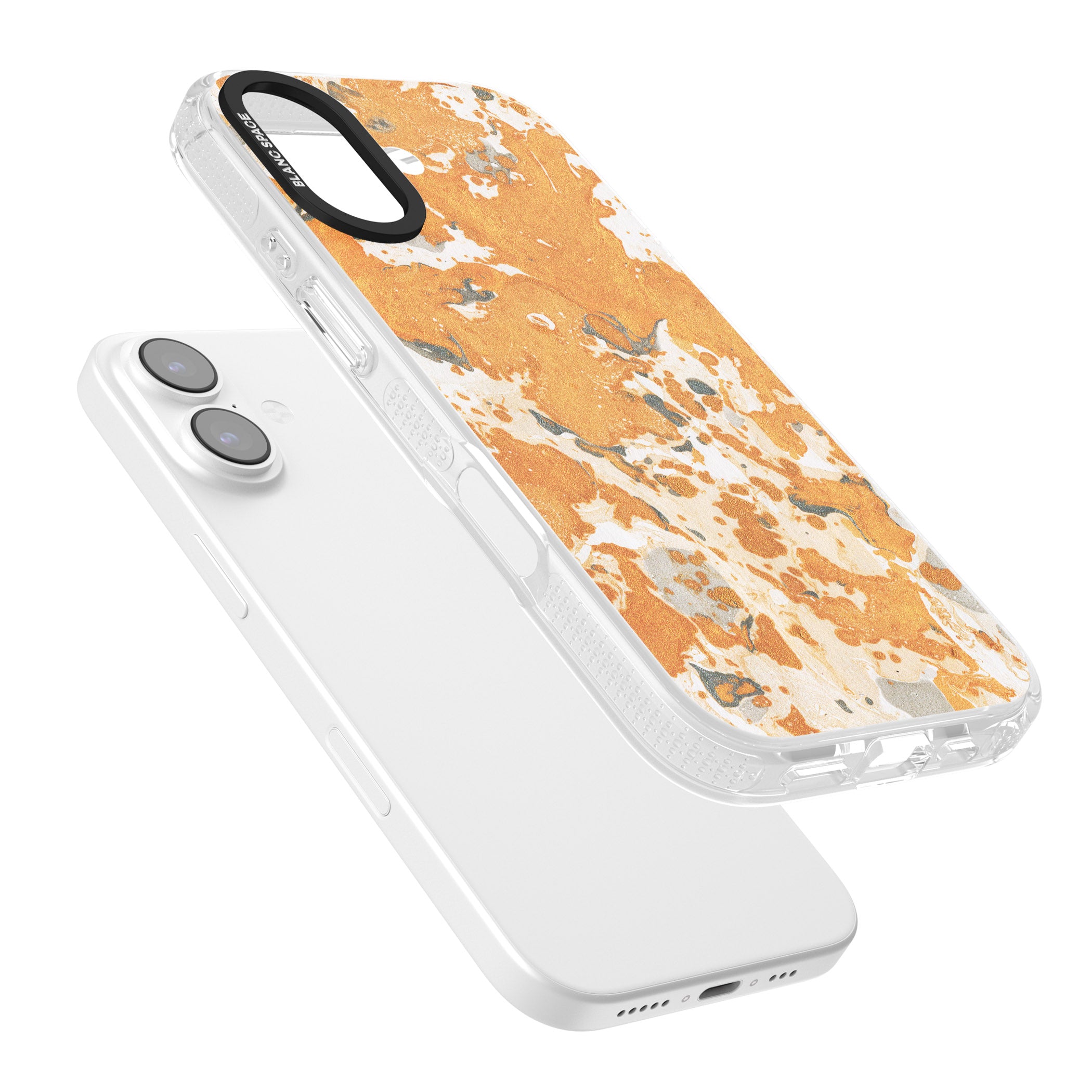 Orange Marbled iPhone 17 Impact Air Clear Phone Case Colours