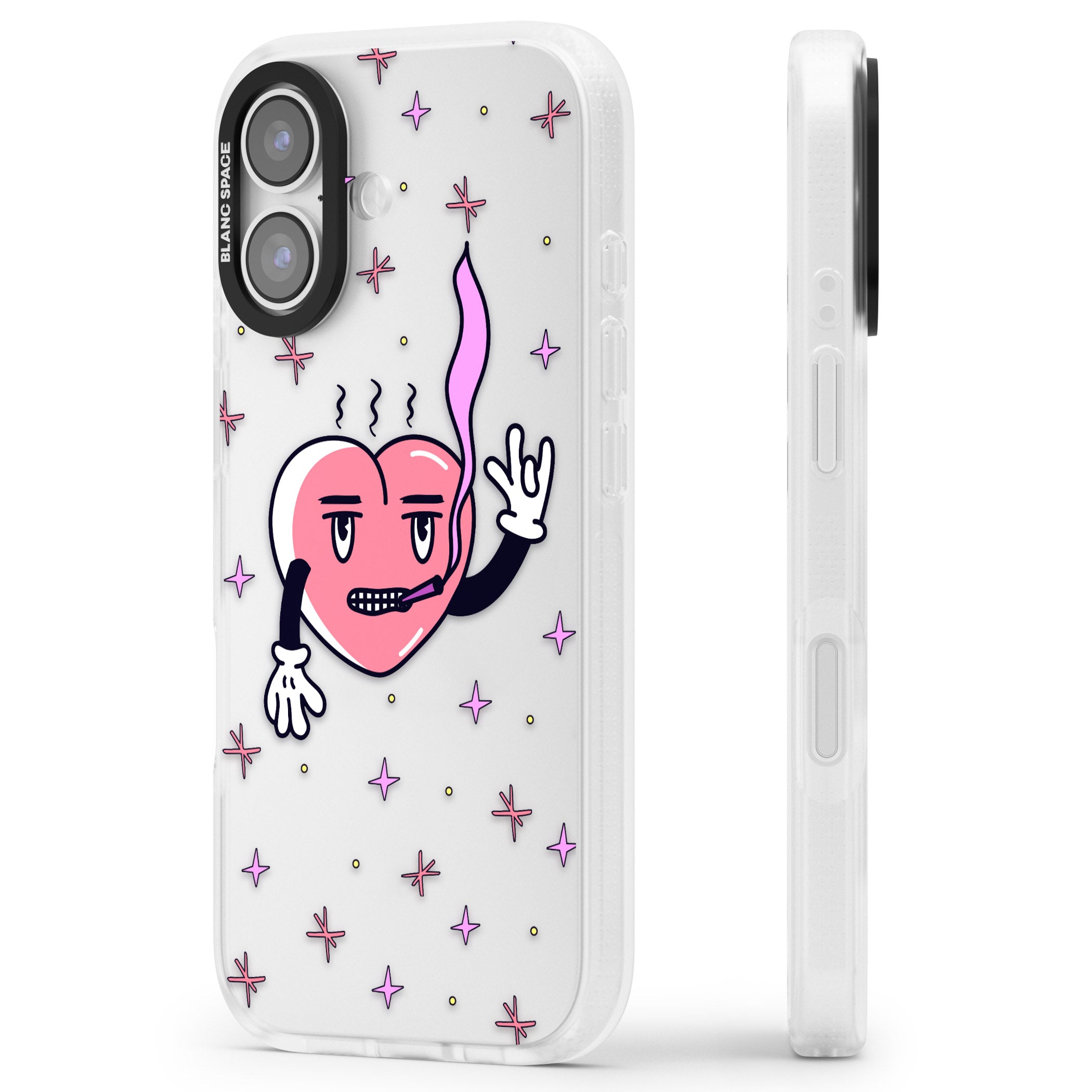 Quirky Heart iPhone 17 Impact Air Clear Phone Case Side Profile