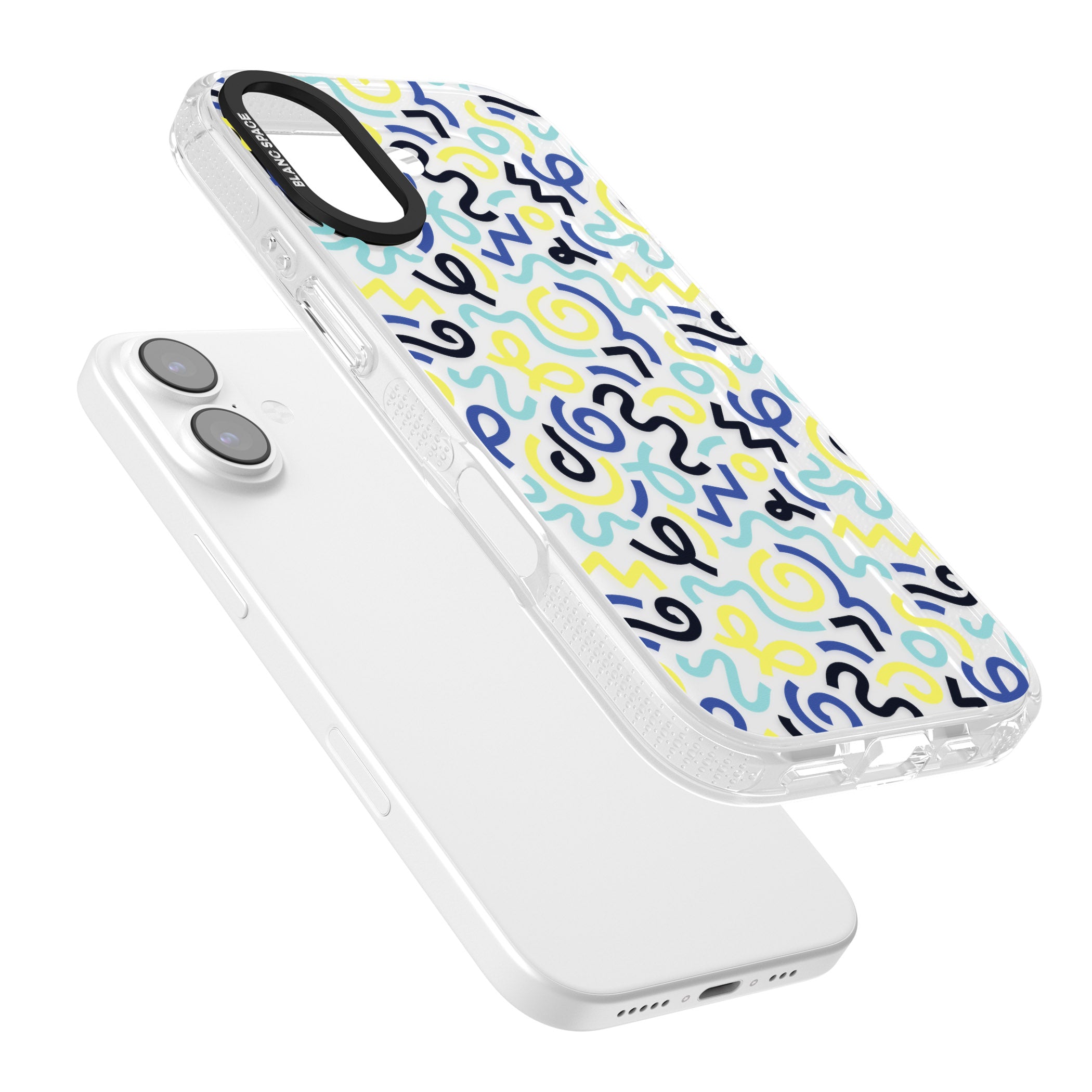 Blue & Yellow Memphis Retro iPhone 17 Impact Air Clear Phone Case Colours