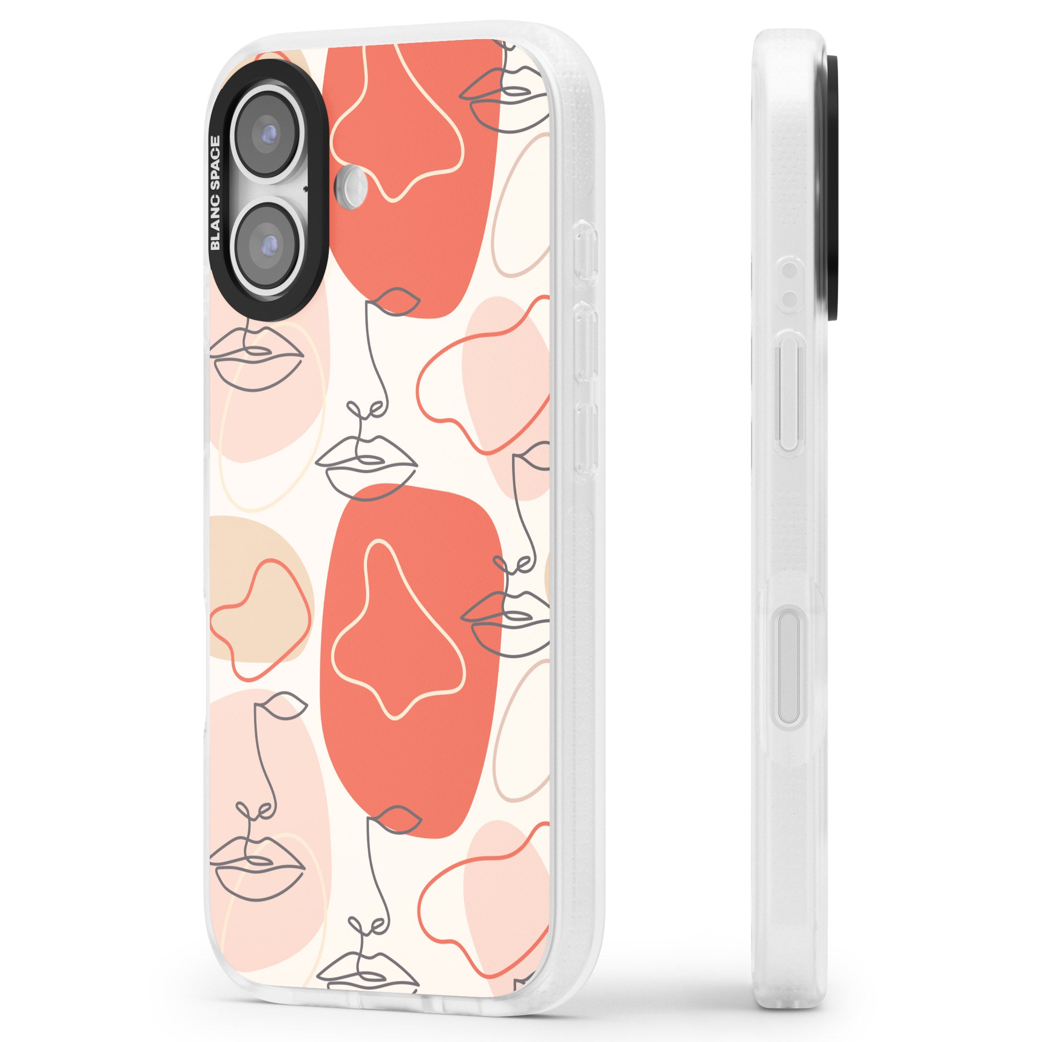 Abstract Face Line Art iPhone 17 Impact Air Clear Phone Case Side Profile