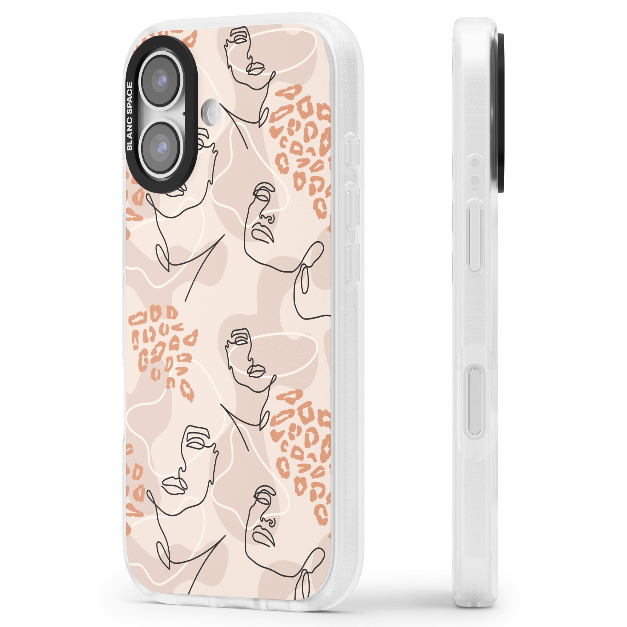 Abstract Faces Leopard iPhone 17 Impact Air Clear Phone Case Side Profile